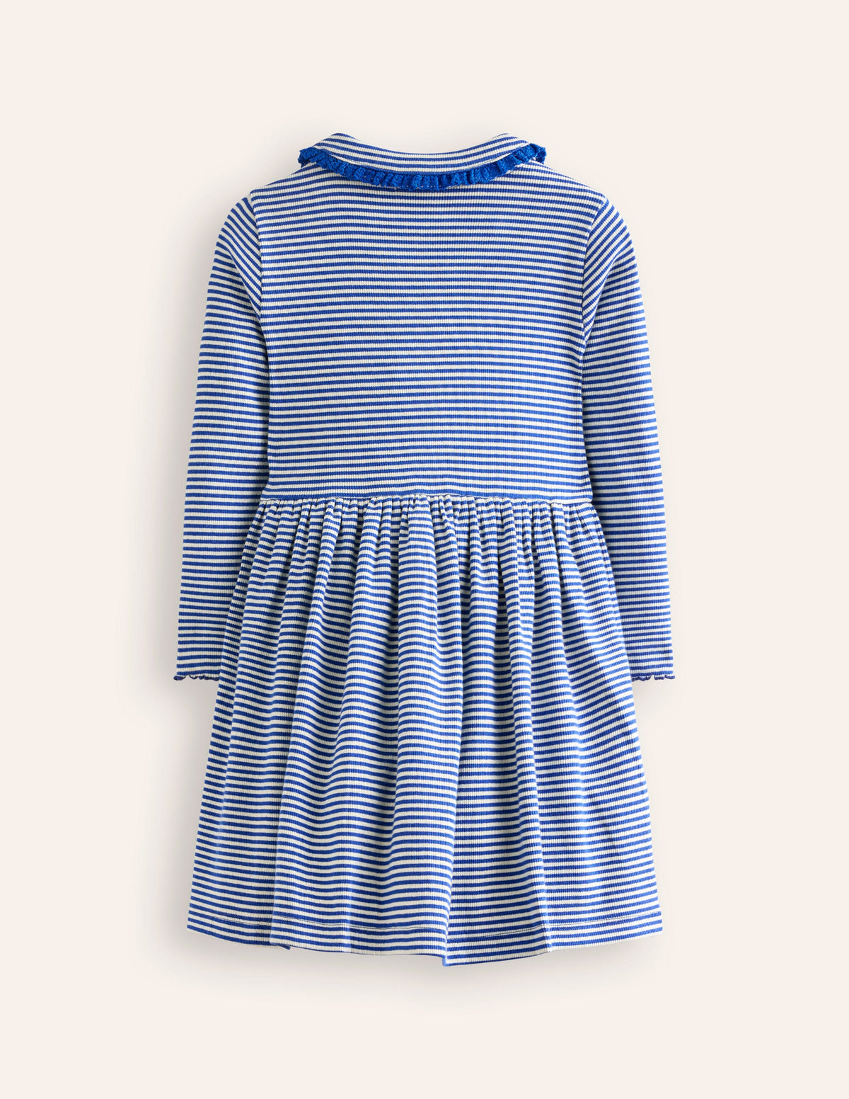 Collared Rib Twirly Dress-Bluejay/ Ivory Stripe - Image 2