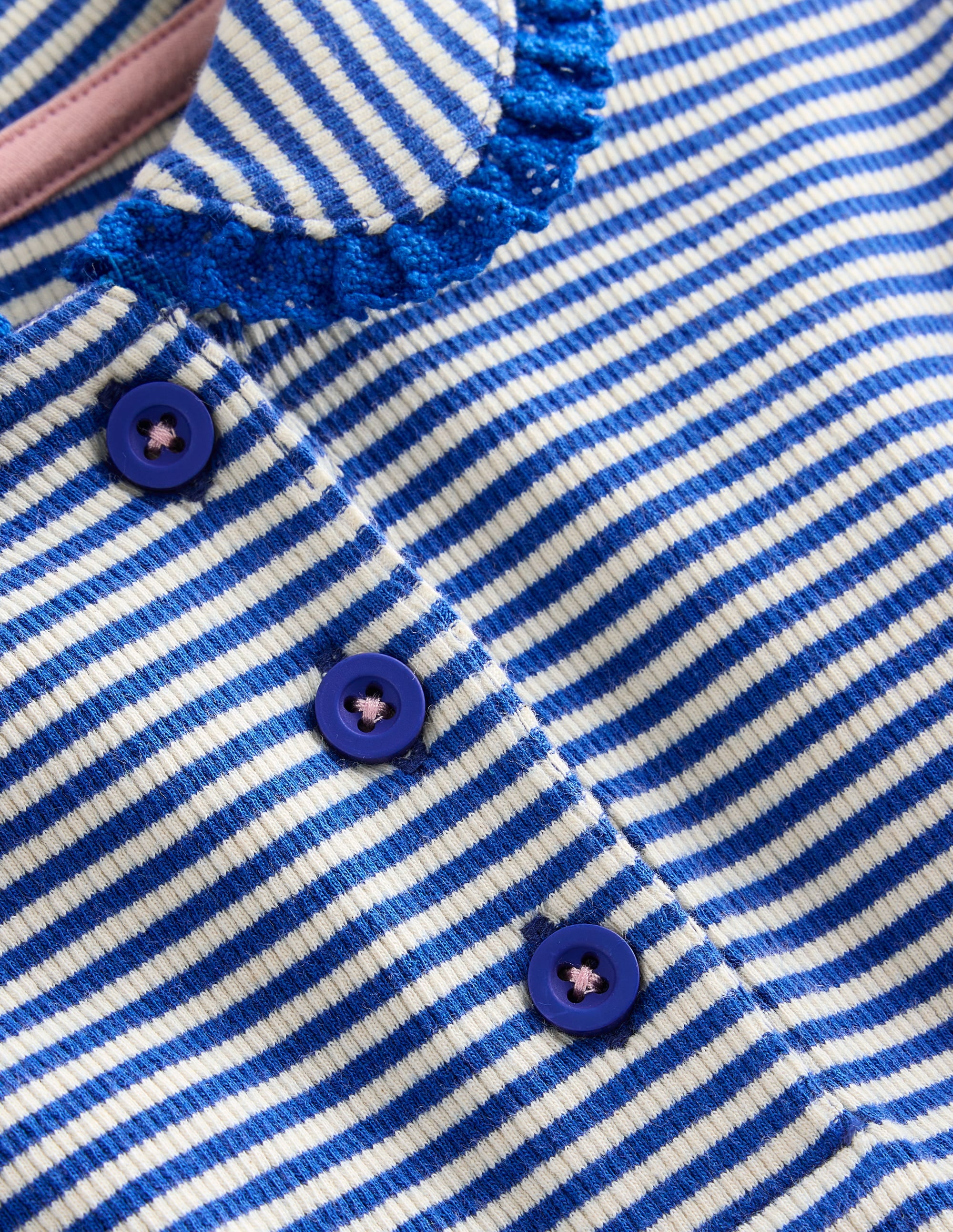 Collared Rib Twirly Dress-Bluejay/ Ivory Stripe - Image 3