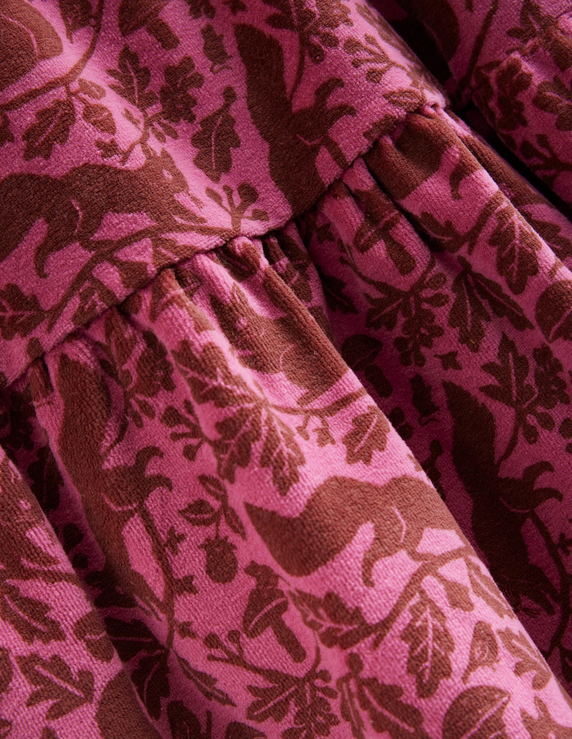 Tiered Velour Dress-Teacup Pink Woodland Squirrel - Image 3