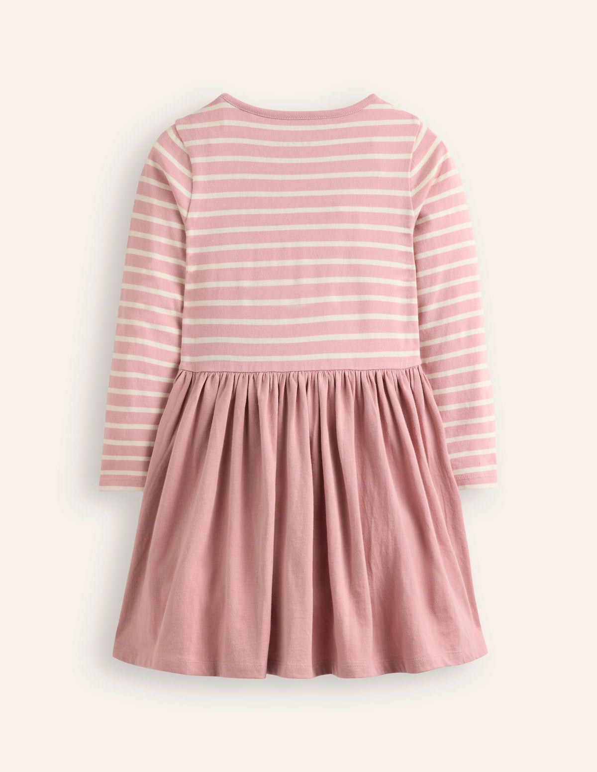 Appliqué Hem Jersey Dress-Vintage Pink Dinosaurs - Image 2