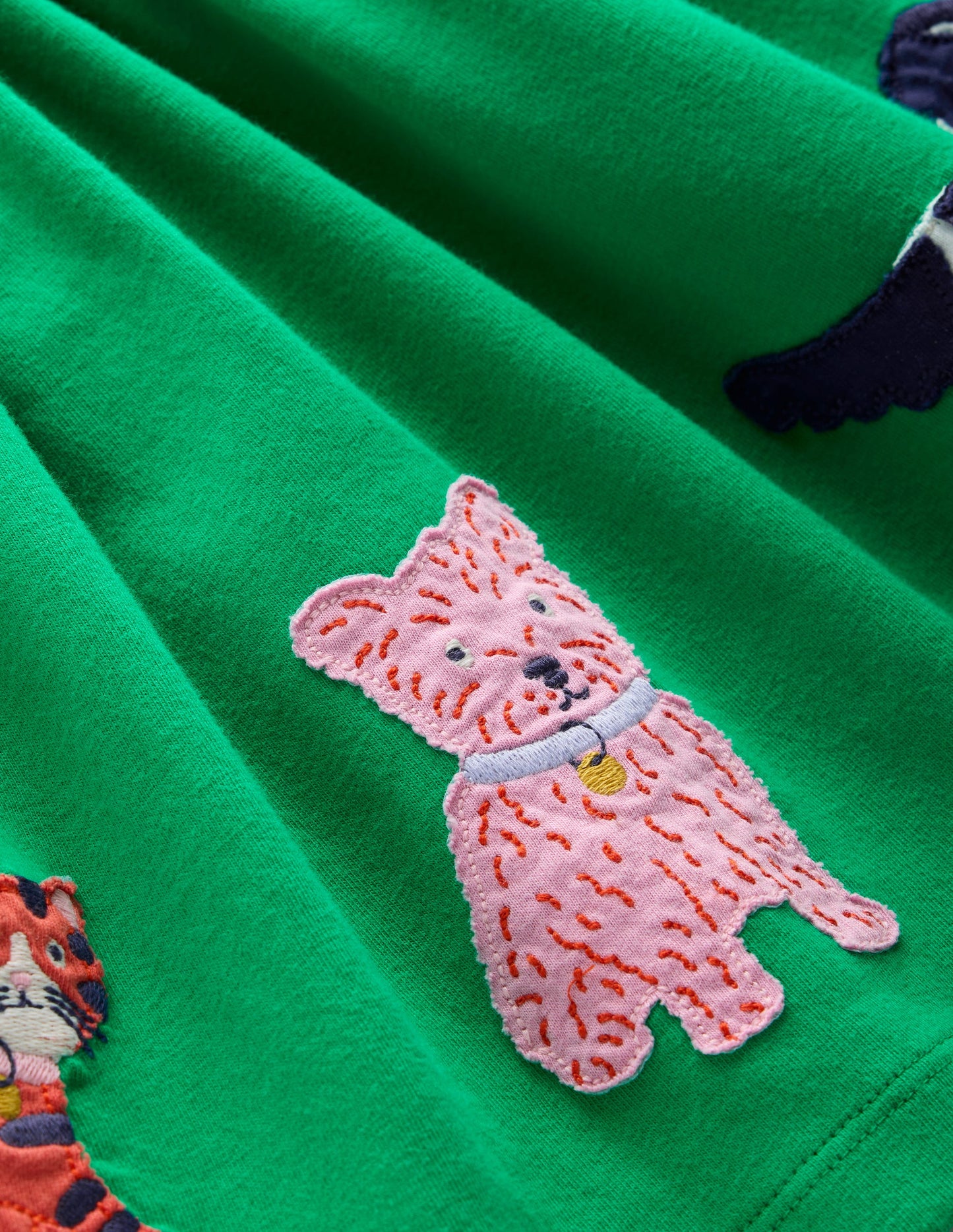 Appliqué Hem Jersey Dress-Bright Emerald Green Pets