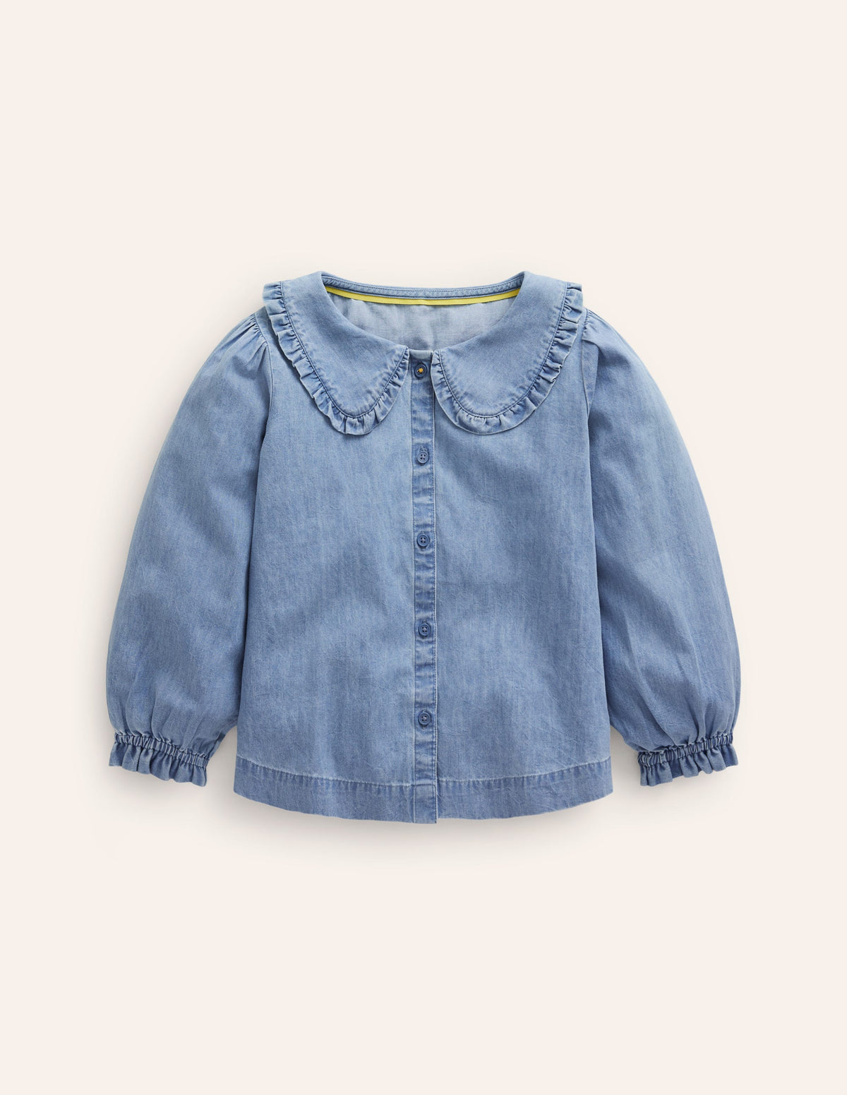 Frilly Collared Blouse-Chambray-1