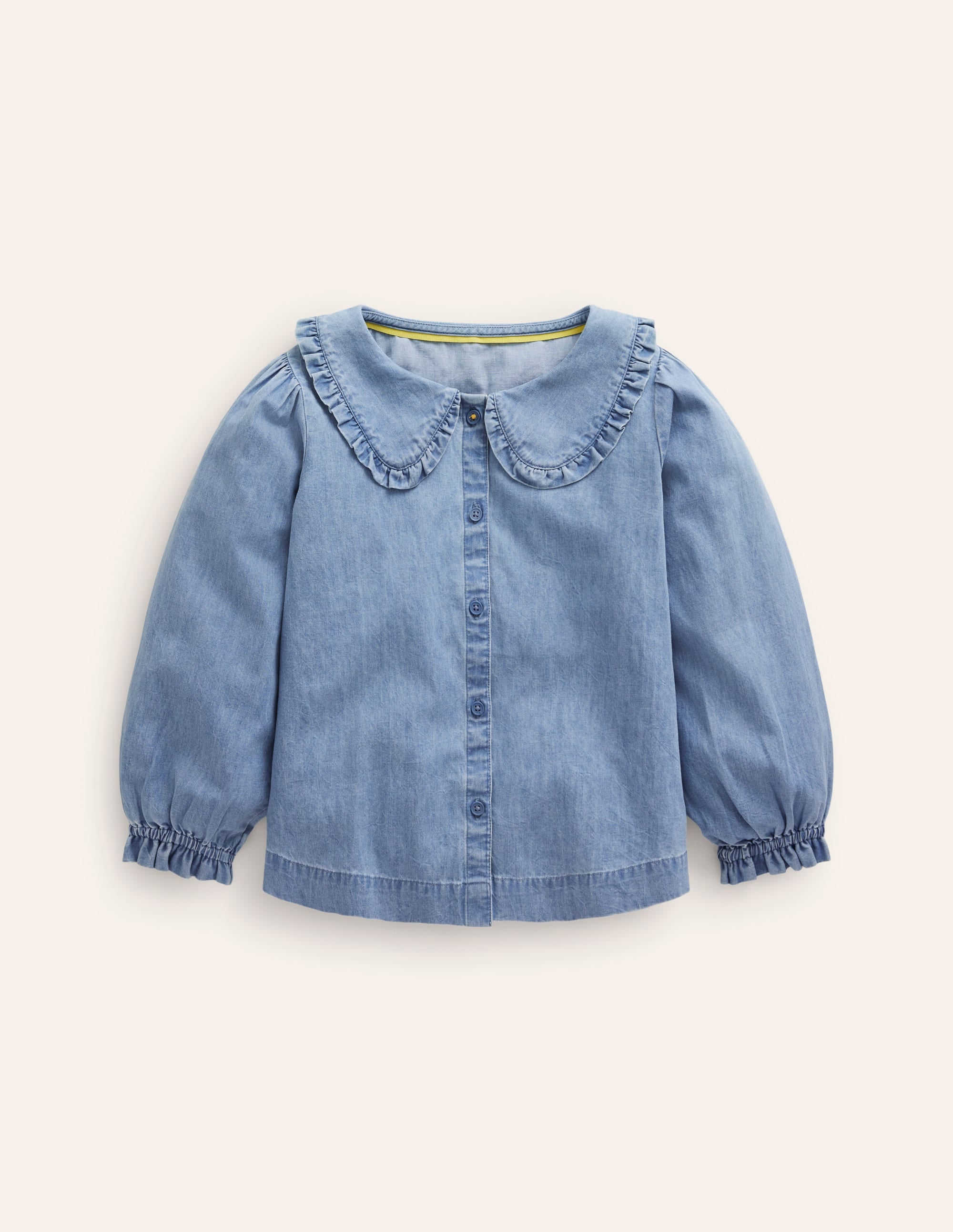 Frilly Collared Blouse-Chambray - Image 1
