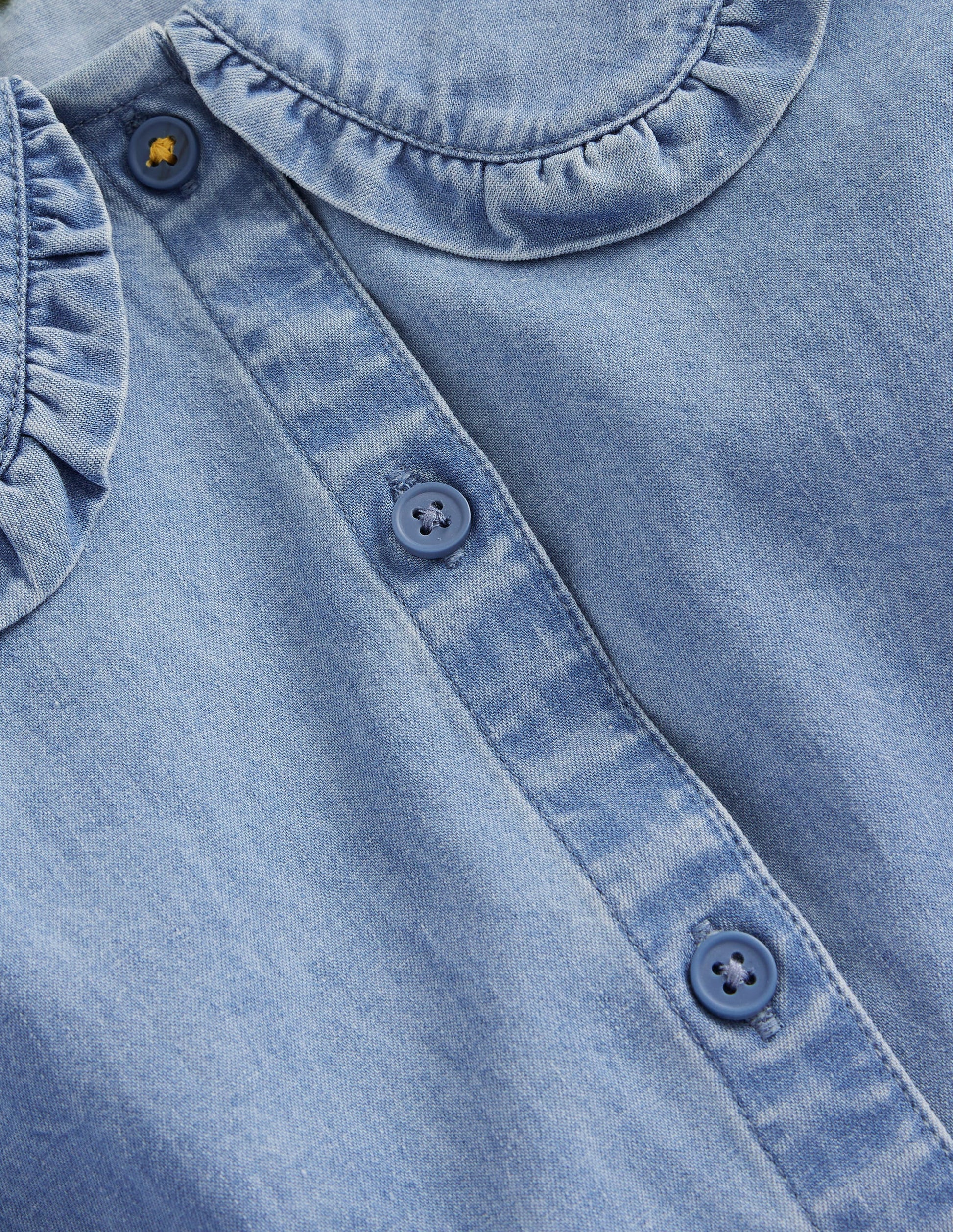 Frilly Collared Blouse-Chambray-3