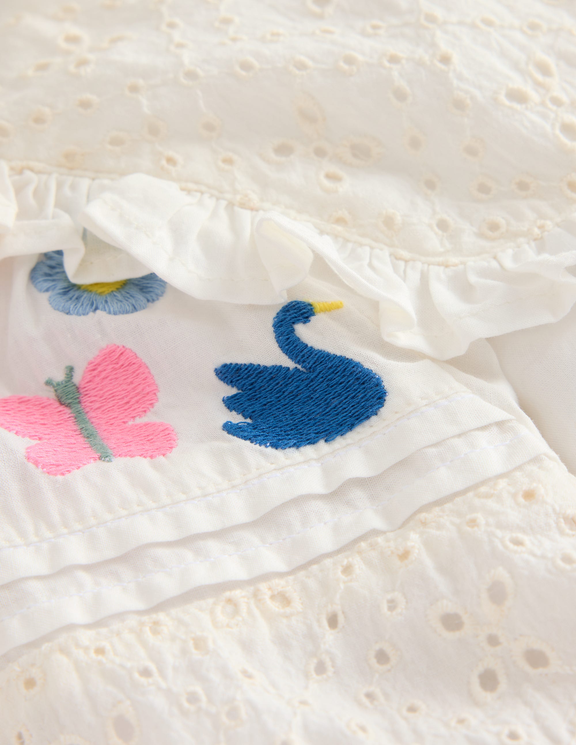 Embroidered Broderie Top-Vanilla White - Image 4
