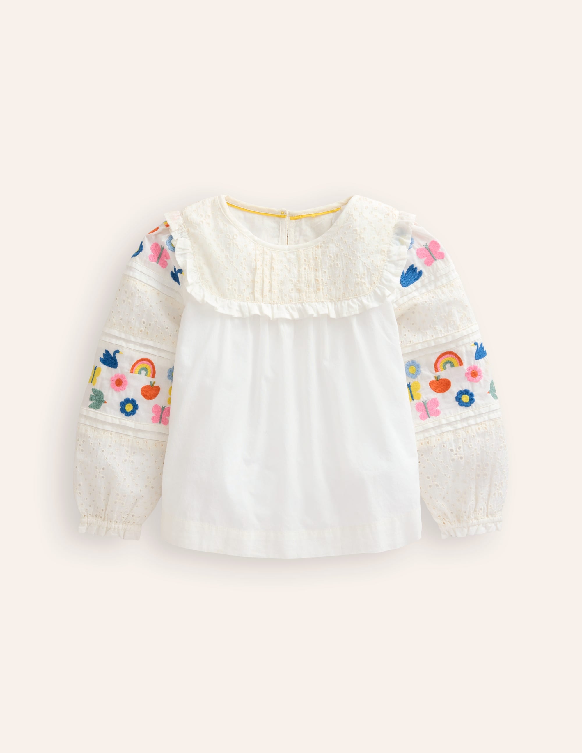 Embroidered Broderie Top-Vanilla White - Image 2