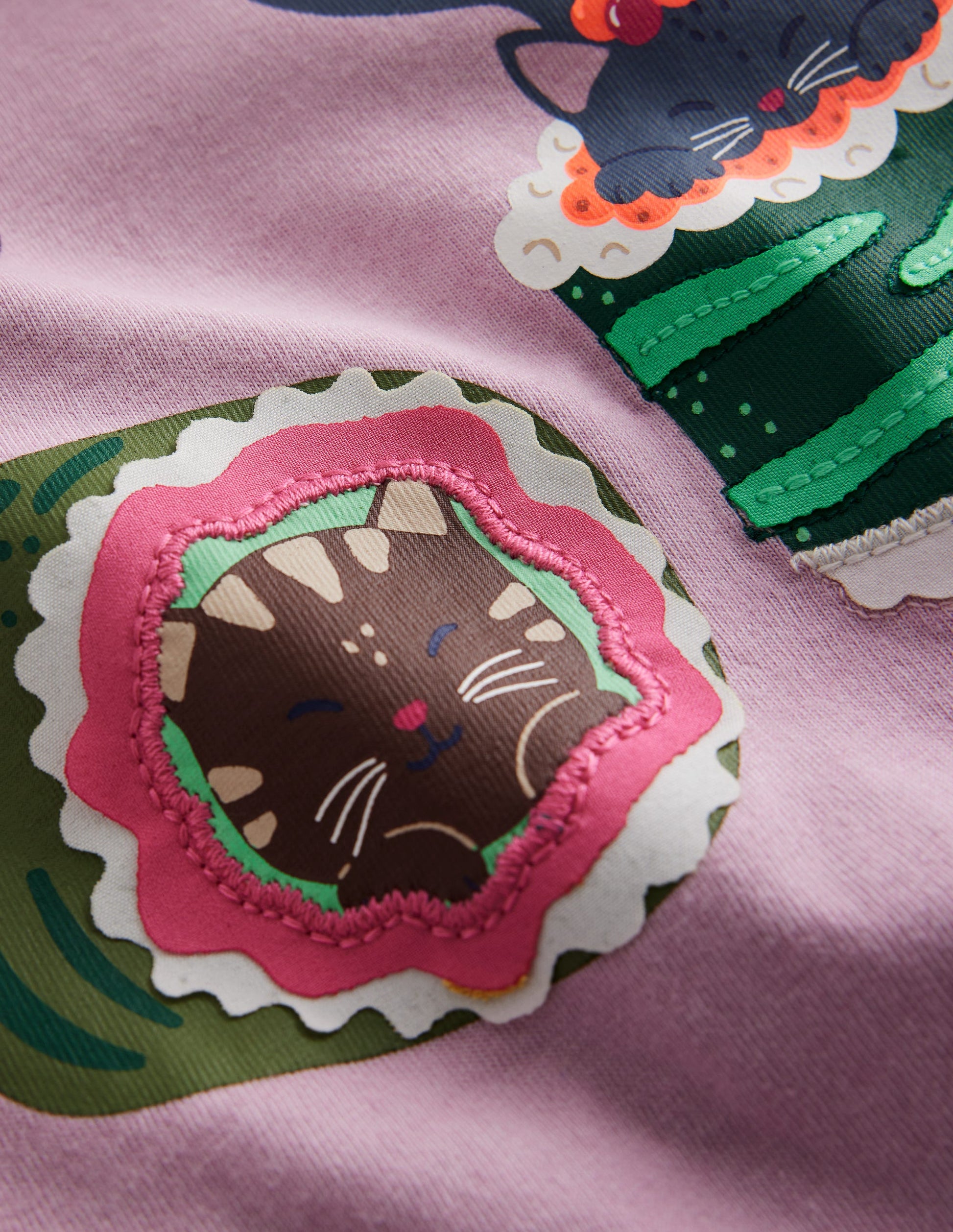 Printed Graphic T-Shirt-Chalk Pink Sushi Cats-3