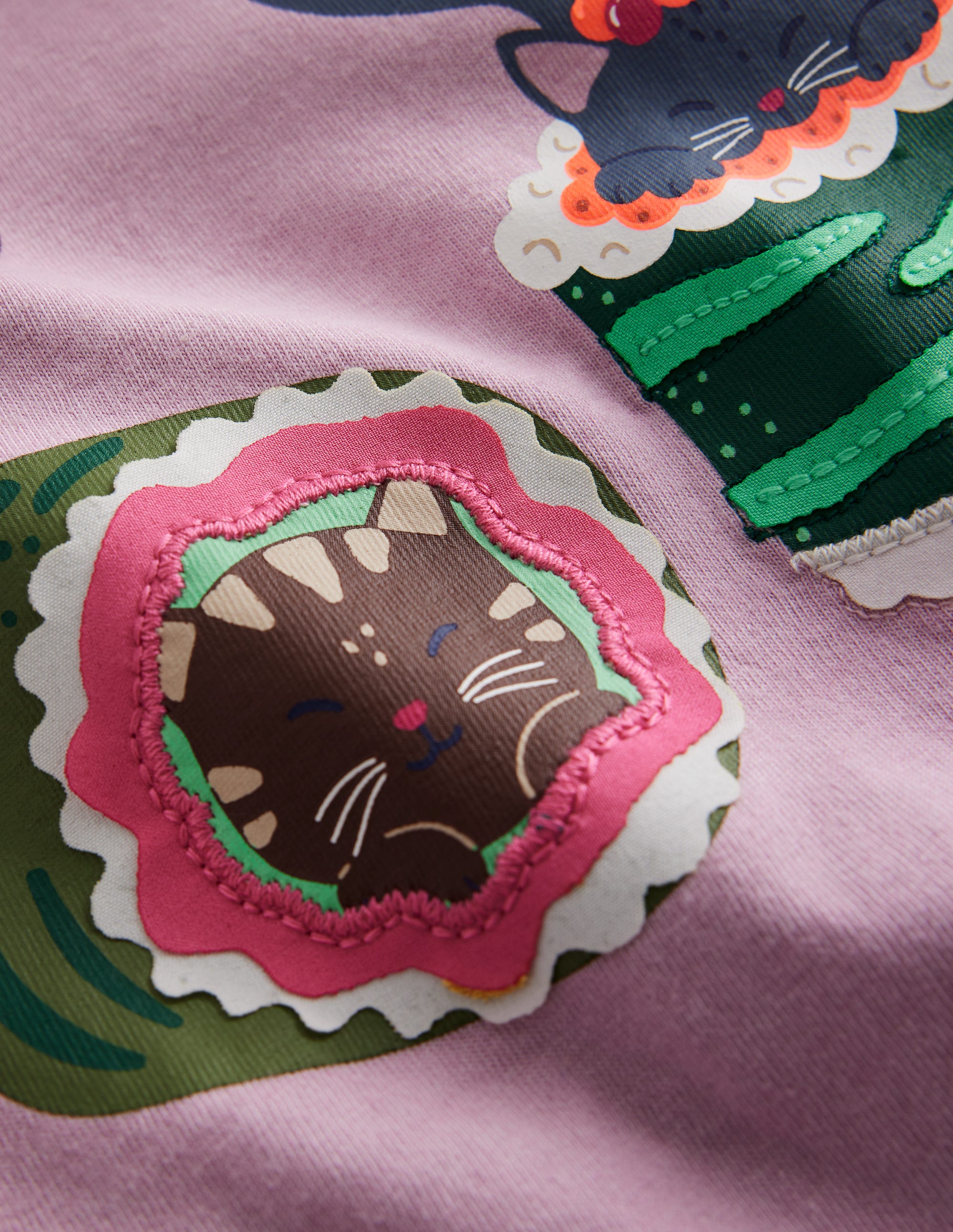 Printed Graphic T-Shirt-Chalk Pink Sushi Cats - Image 3