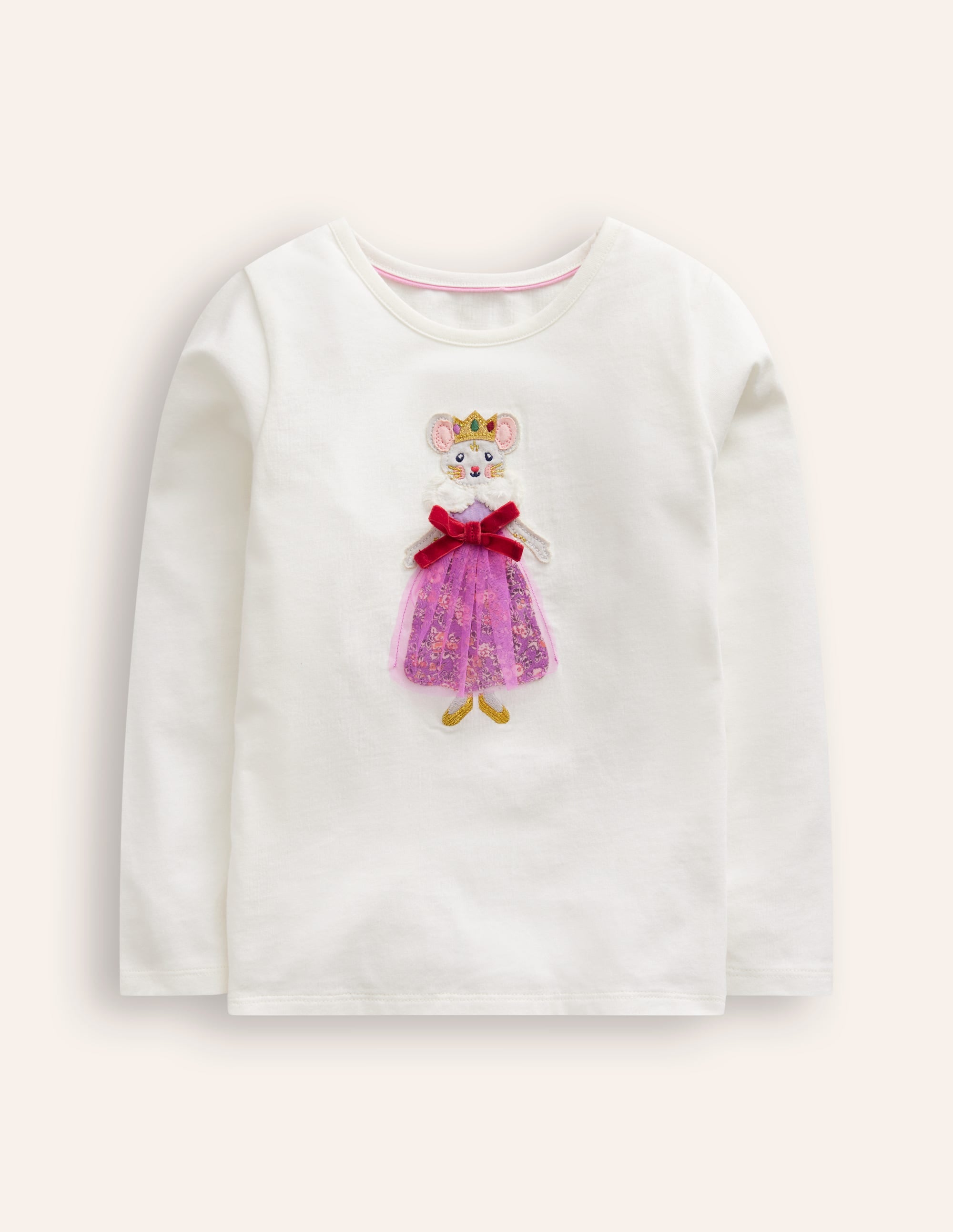 Appliqué Long Sleeve Top-Ivory Queen Mouse - Image 1