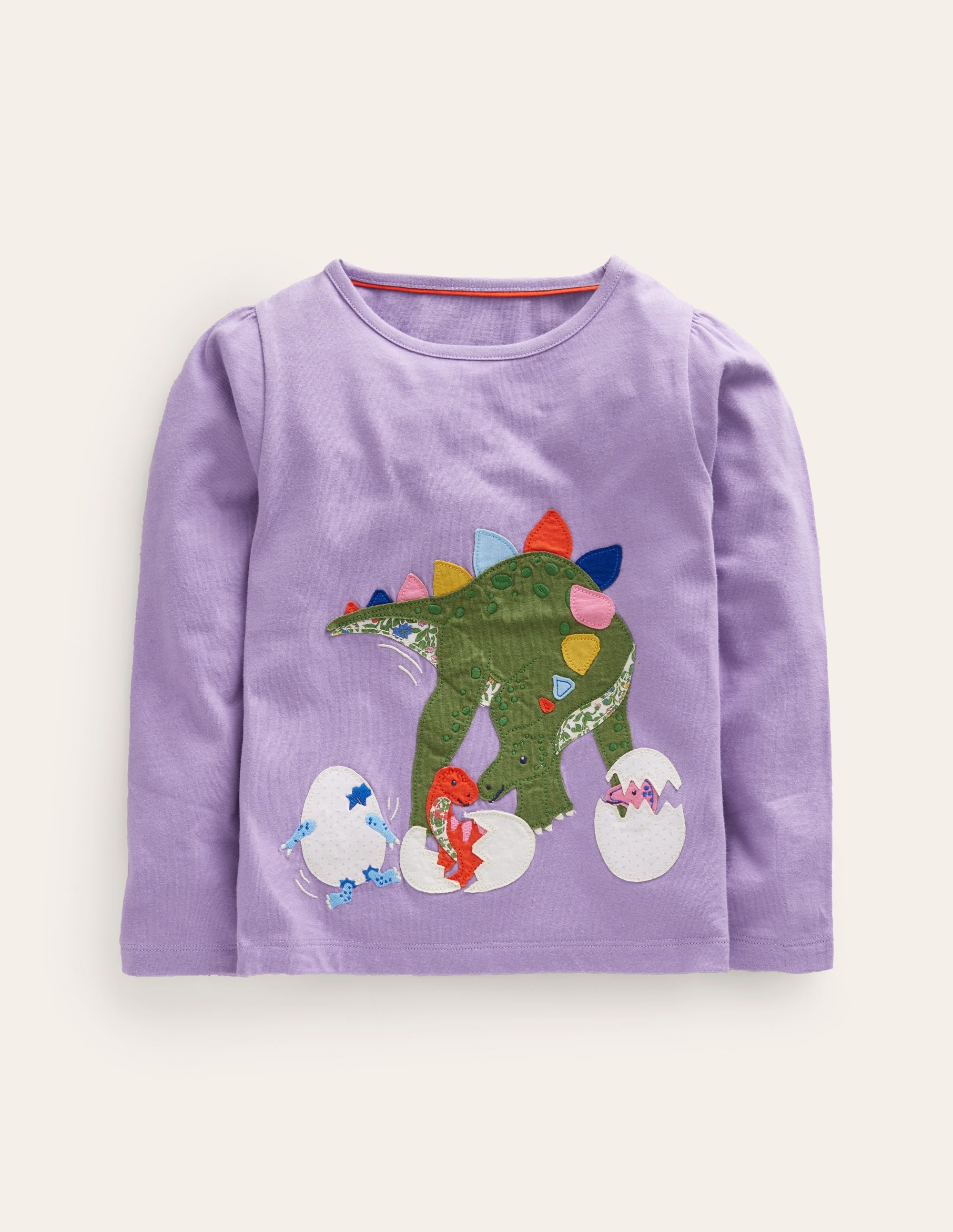 Appliqué Long Sleeve Top-Misty Lavender Dinosaur - Image 1