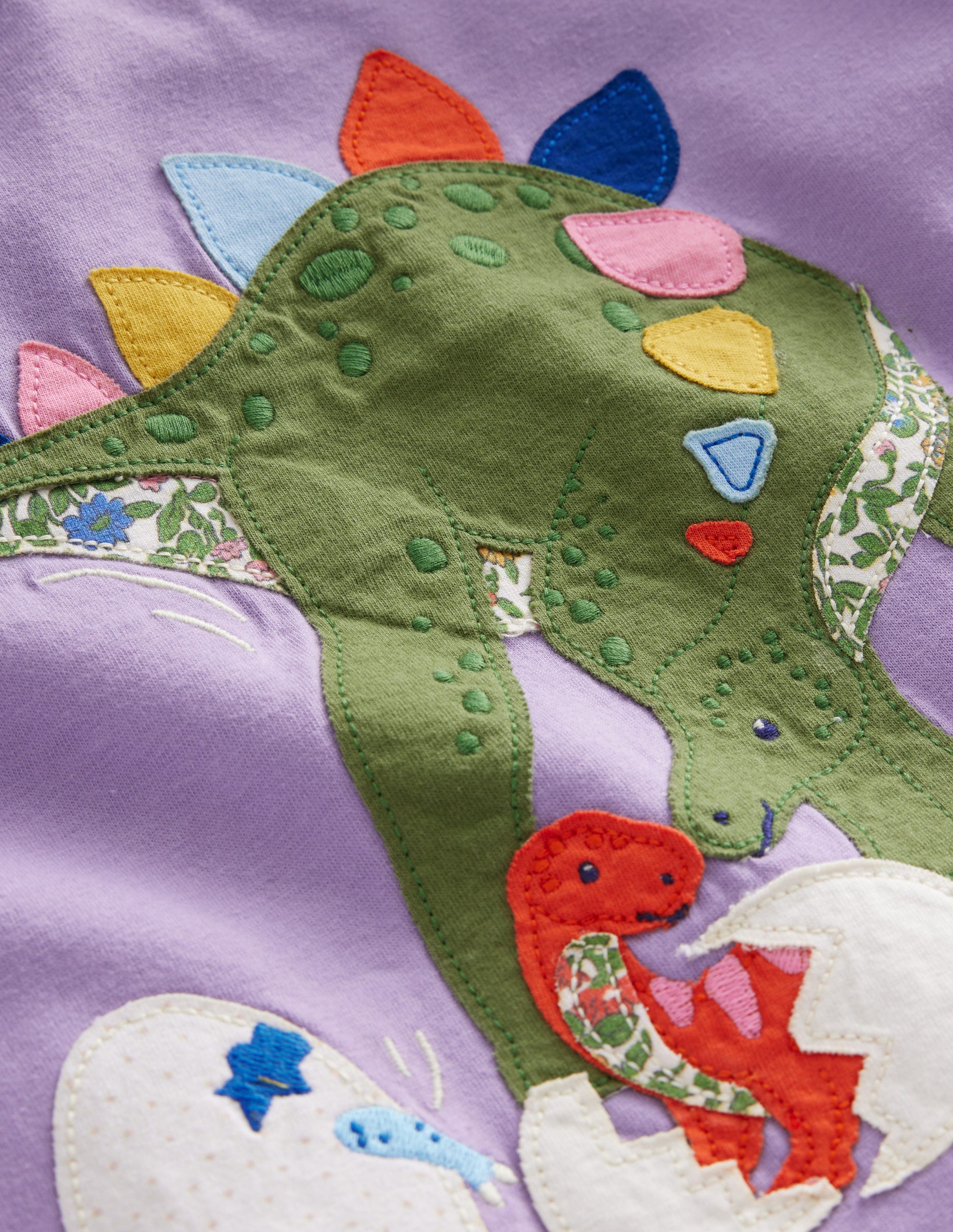 Appliqué Long Sleeve Top-Misty Lavender Dinosaur - Image 3
