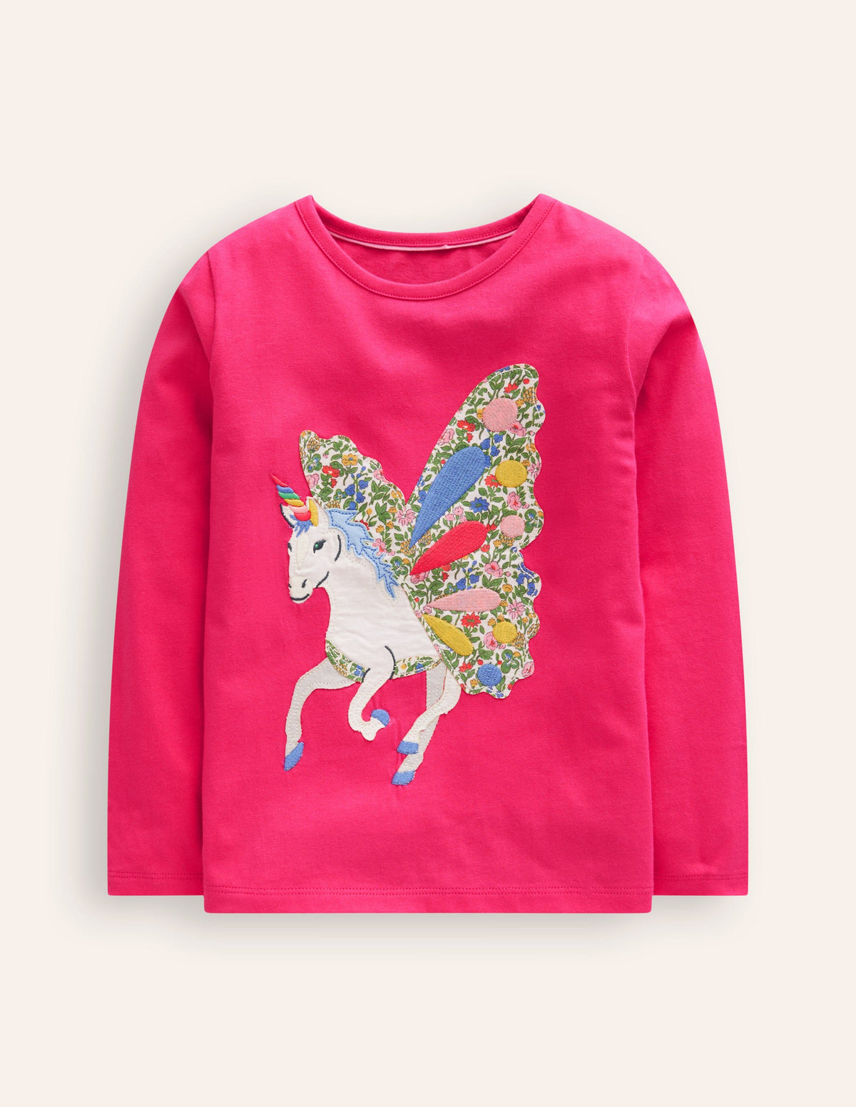 Appliqué Long Sleeve Top-Rose Pink Unicorn - Image 1