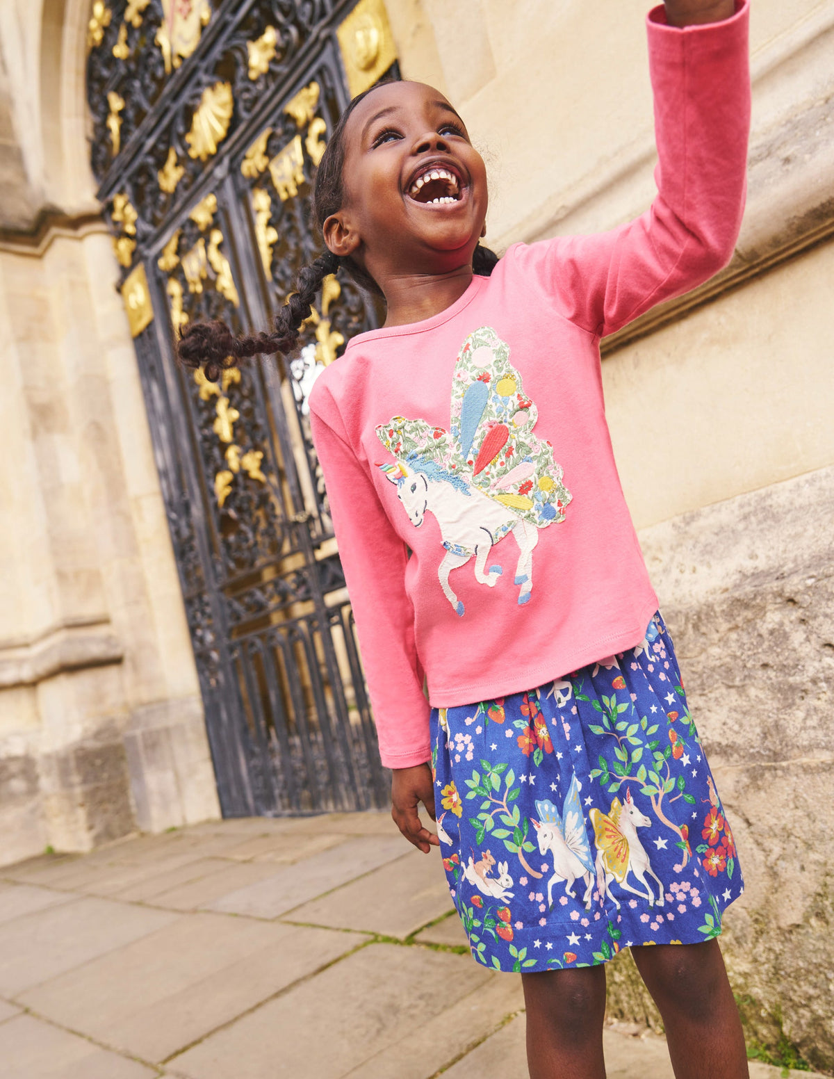 Appliqué Long Sleeve Top-Rose Pink Unicorn - Image 4