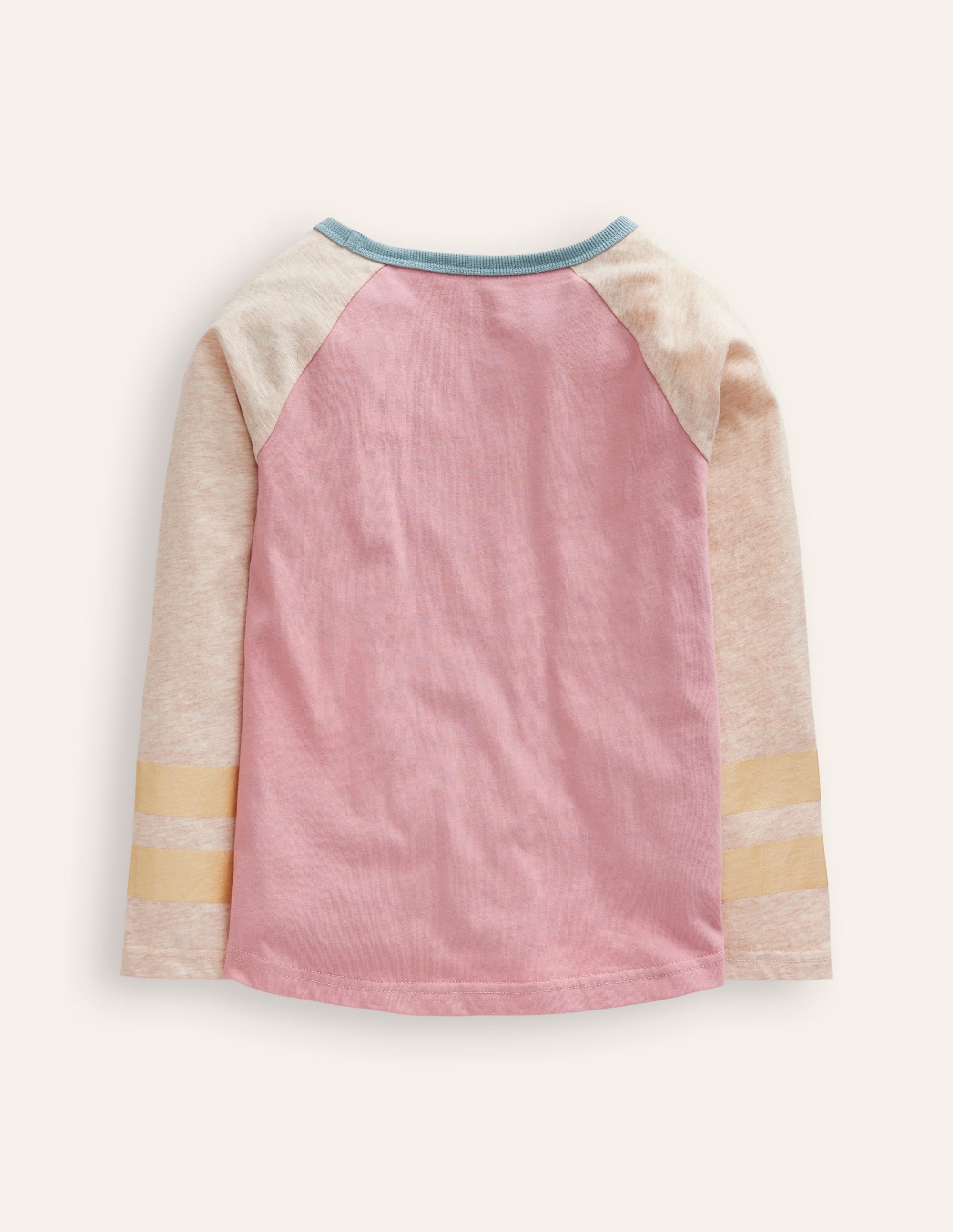 Colourblock Raglan T-shirt-Vintage Pink/ Oatmeal Marl - Image 2