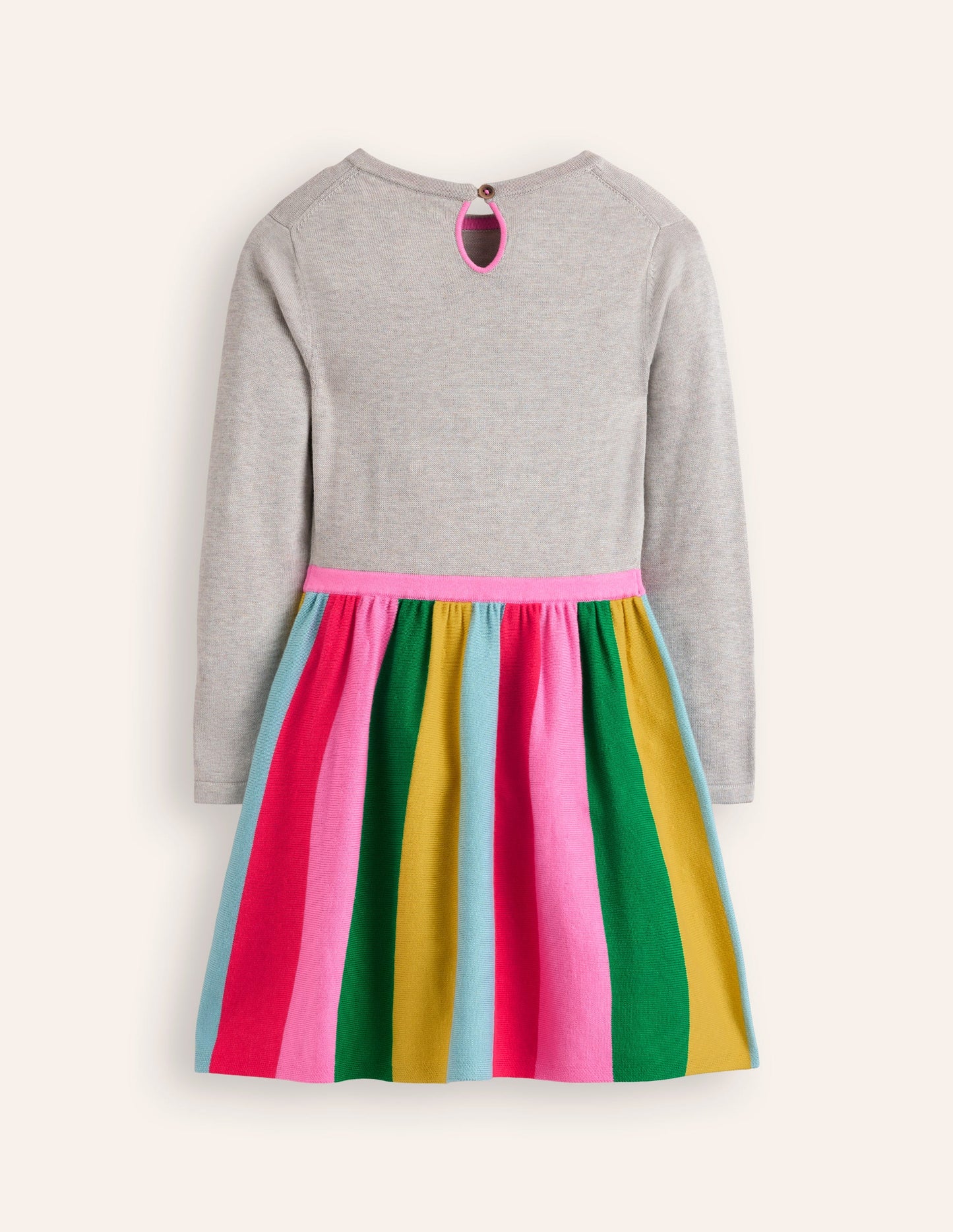 Knitted Rainbow Dress-Grey Marl