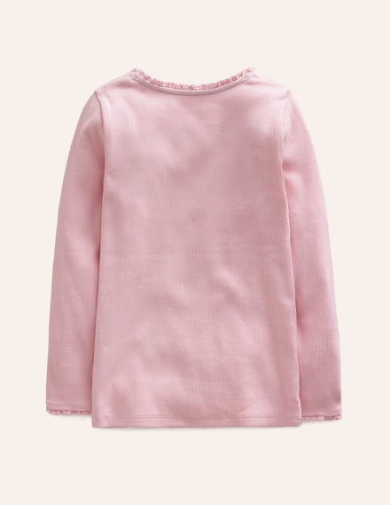 Ribbed Long Sleeve T-Shirt-French Pink