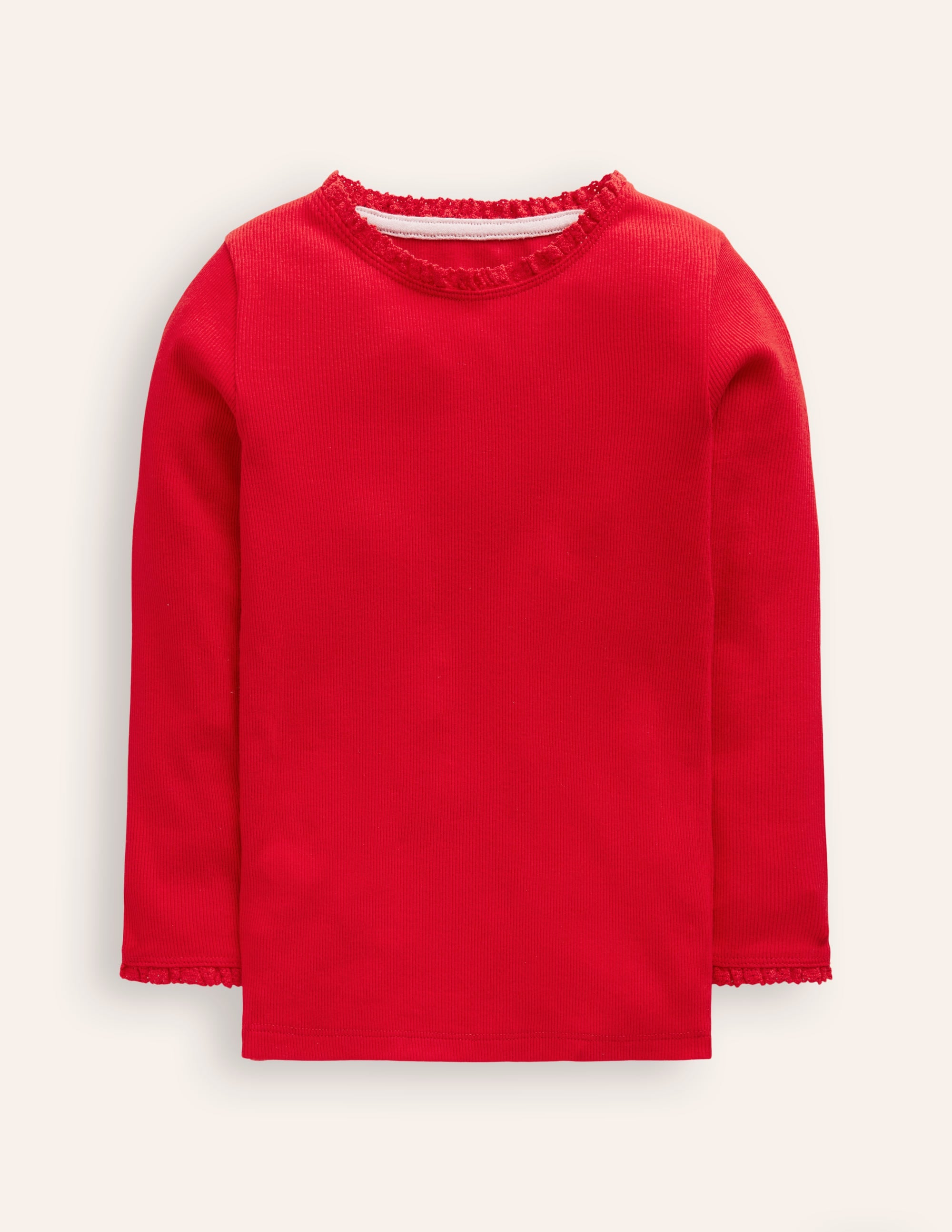 Ribbed Long Sleeve T-shirt-Cherry Jam/Soft Ivory Stripe - Image 1