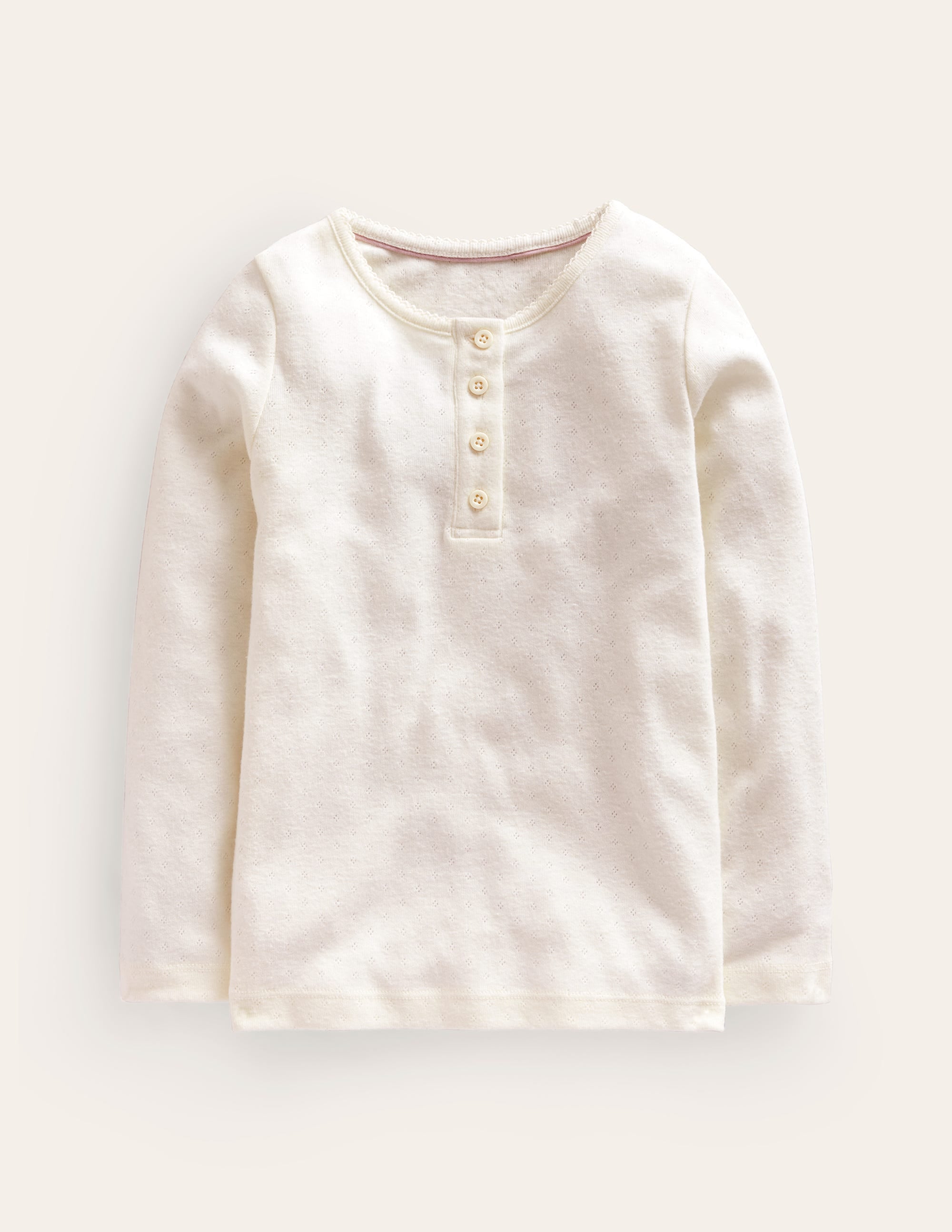 Henley Pointelle Top-Ivory - Image 1