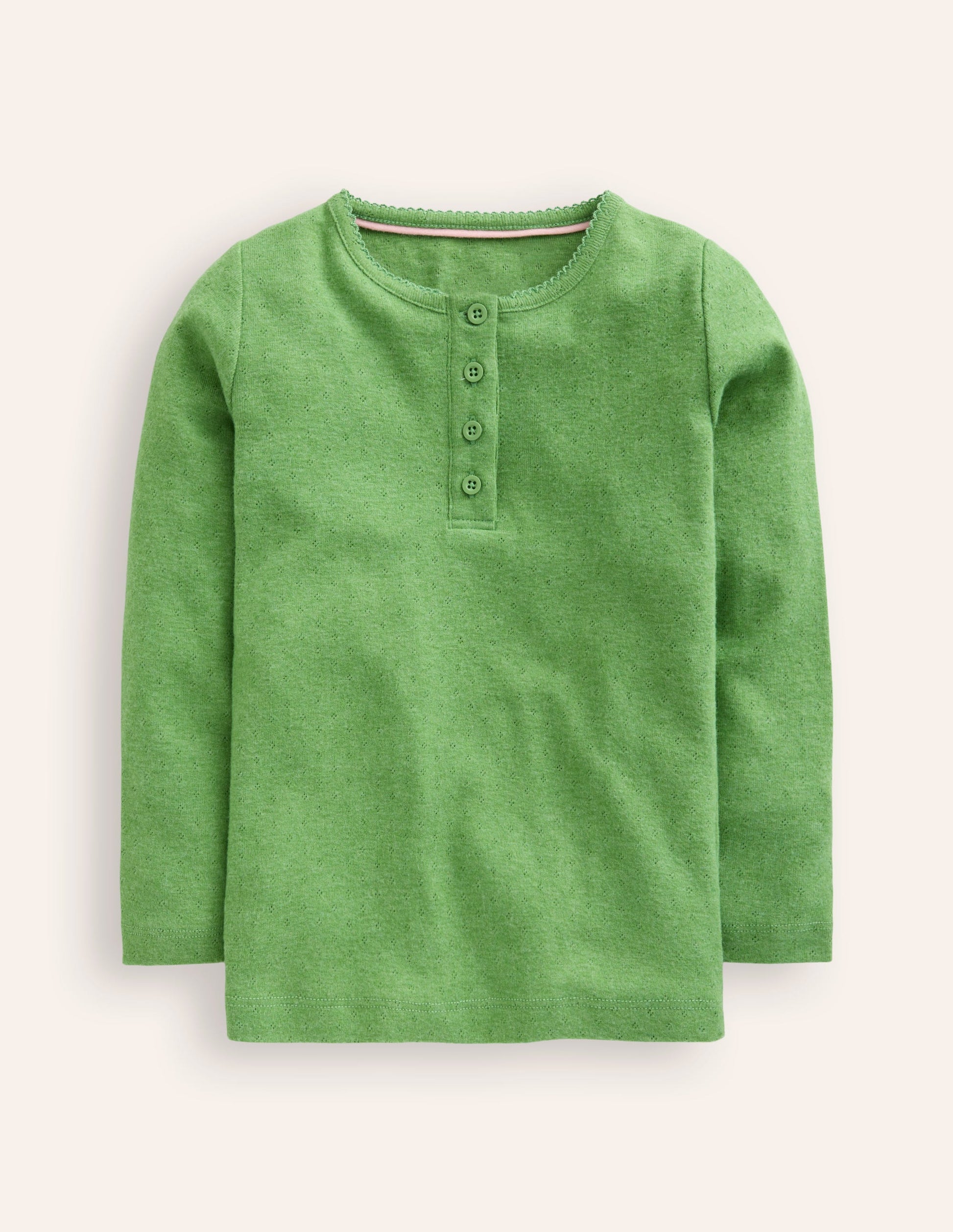Henley Pointelle Top-Iguana Green-1