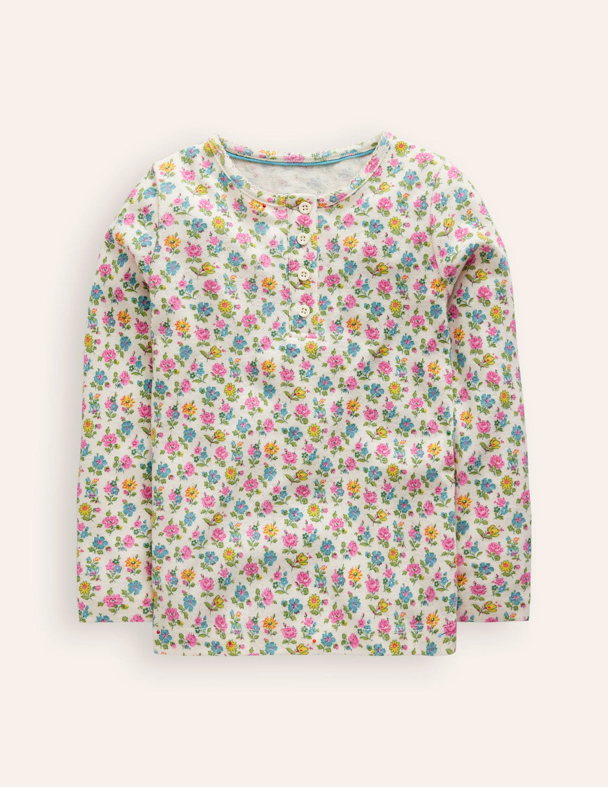 Henley Pointelle Top-Multi Tiny Floral - Image 1