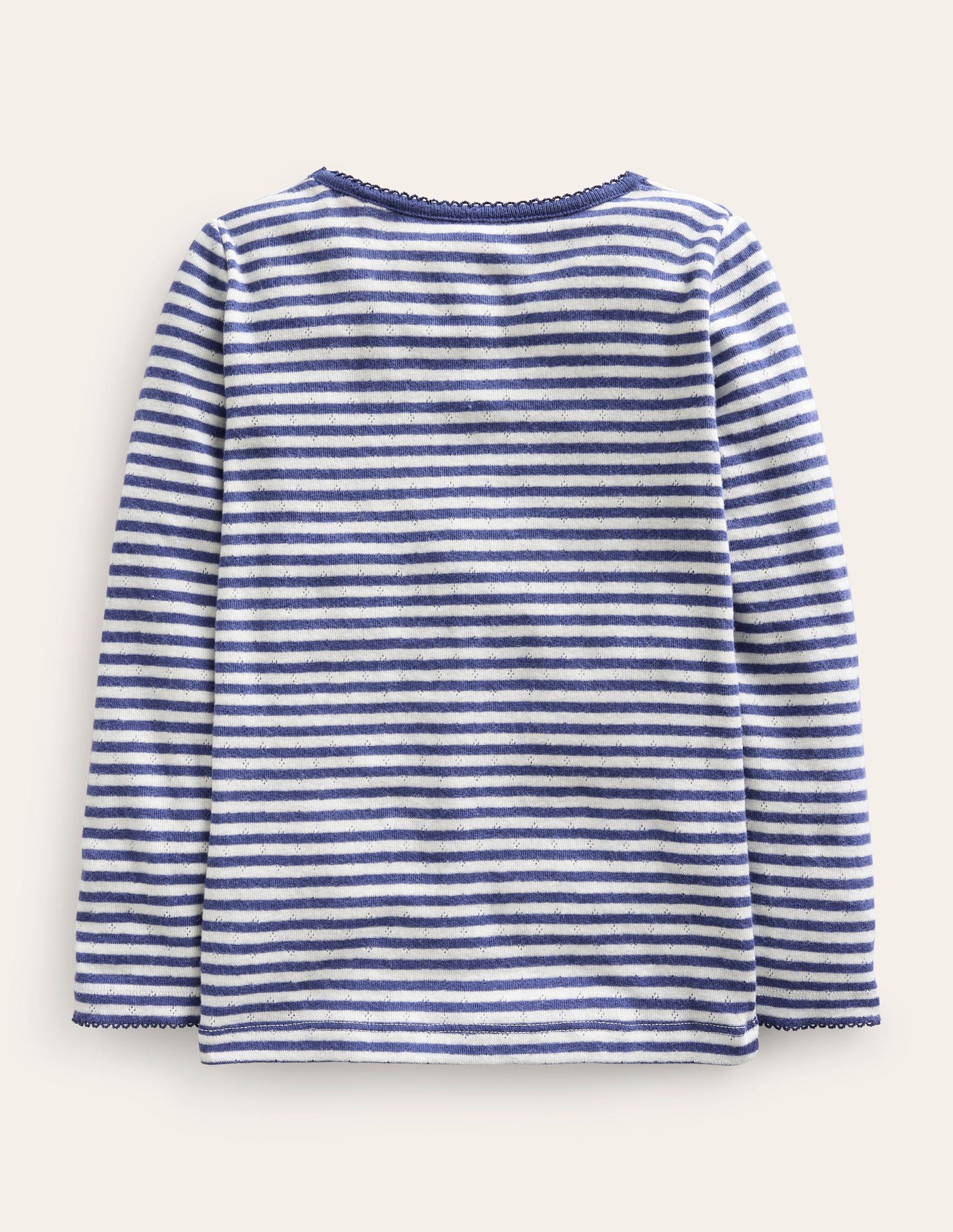 Long Sleeve Pointelle Top-Starboard Blue/Soft Ivory