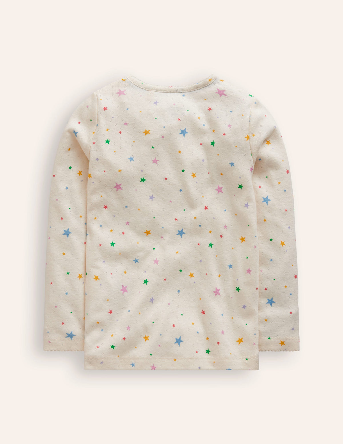 Long Sleeve Pointelle Top-Multi LIttle Stars-2