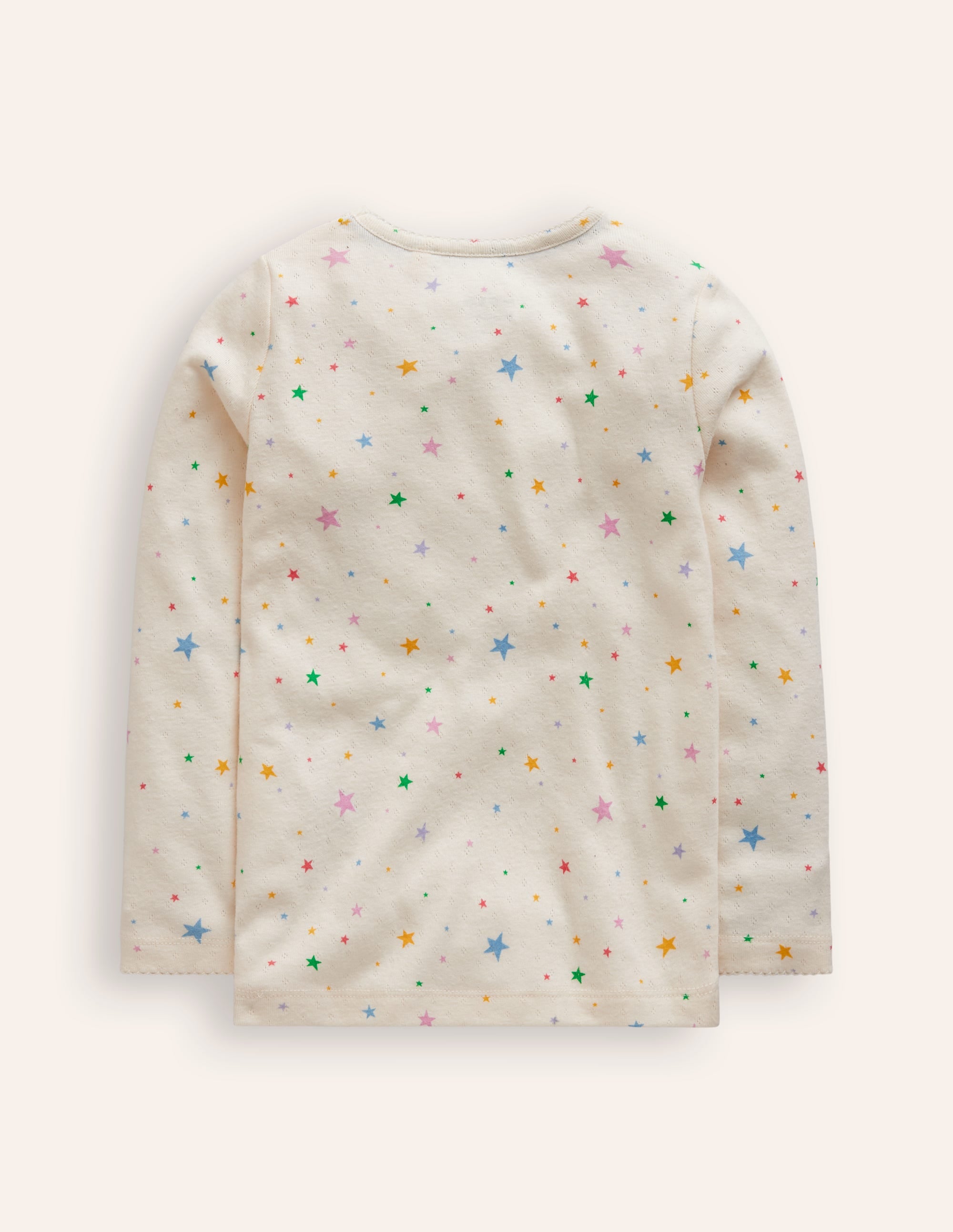 Long Sleeve Pointelle Top-Multi LIttle Stars - Image 2