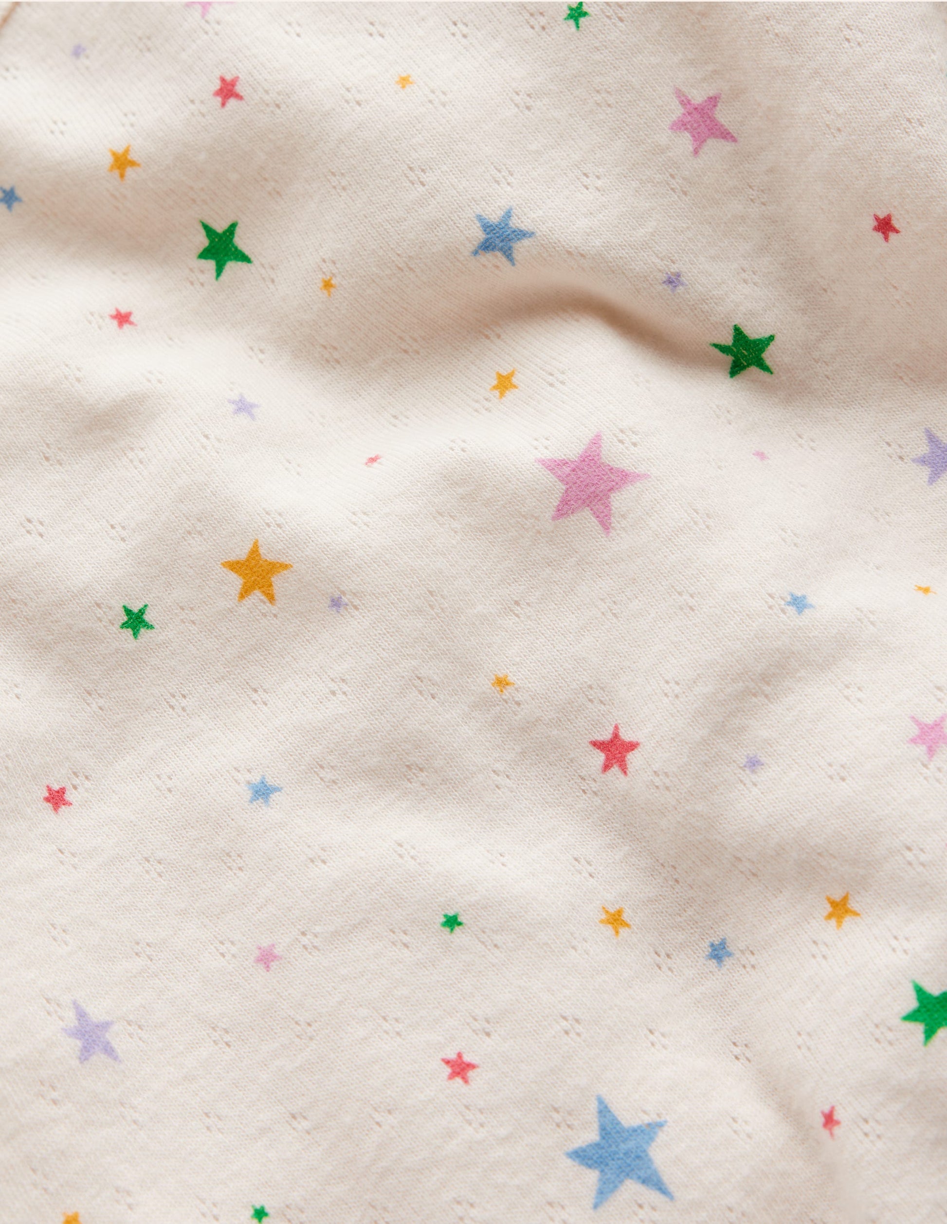 Long Sleeve Pointelle Top-Multi LIttle Stars-3