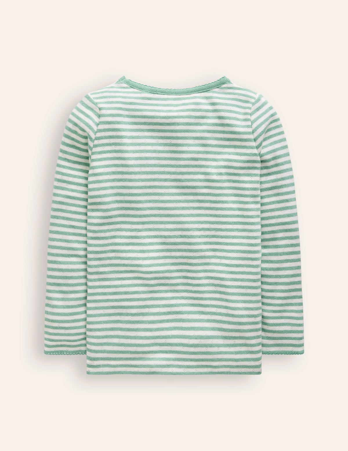 Long Sleeve Pointelle Top-Ivory/Eucalyptus Stripe-2