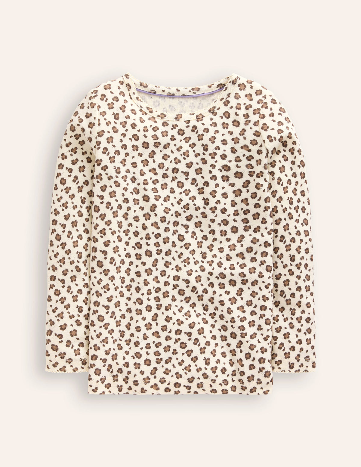 Long Sleeve Pointelle Top-Leopard-1