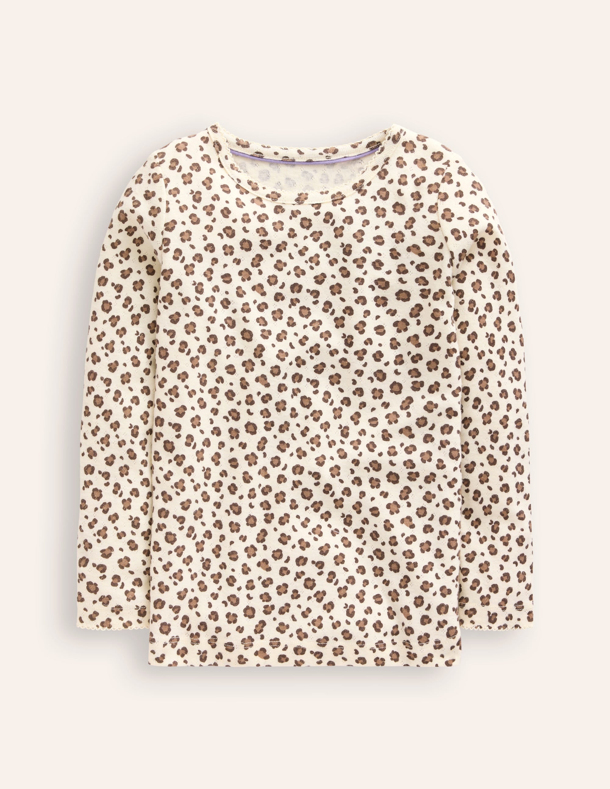 Long Sleeve Pointelle Top-Leopard - Image 1