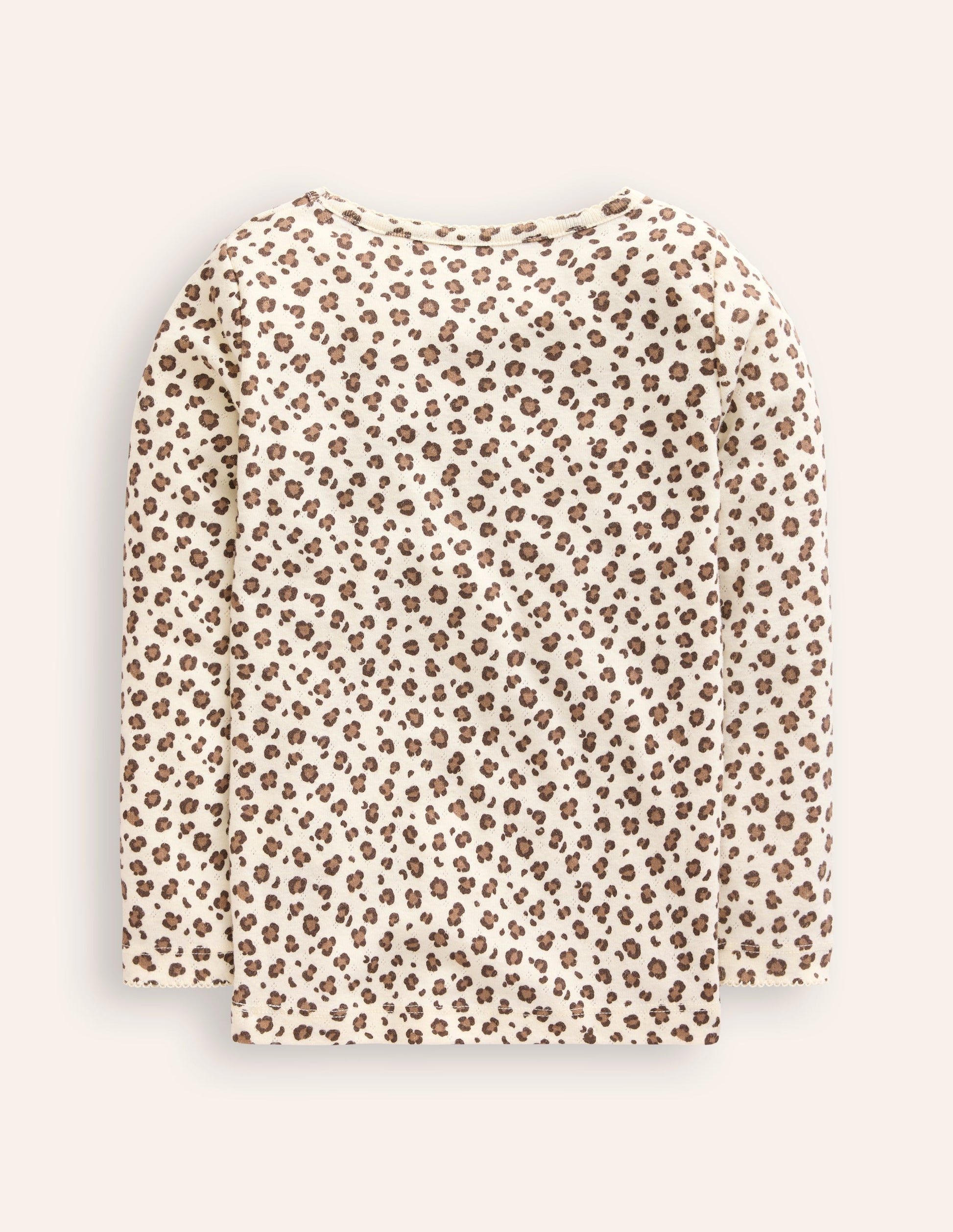 Long Sleeve Pointelle Top-Leopard-2