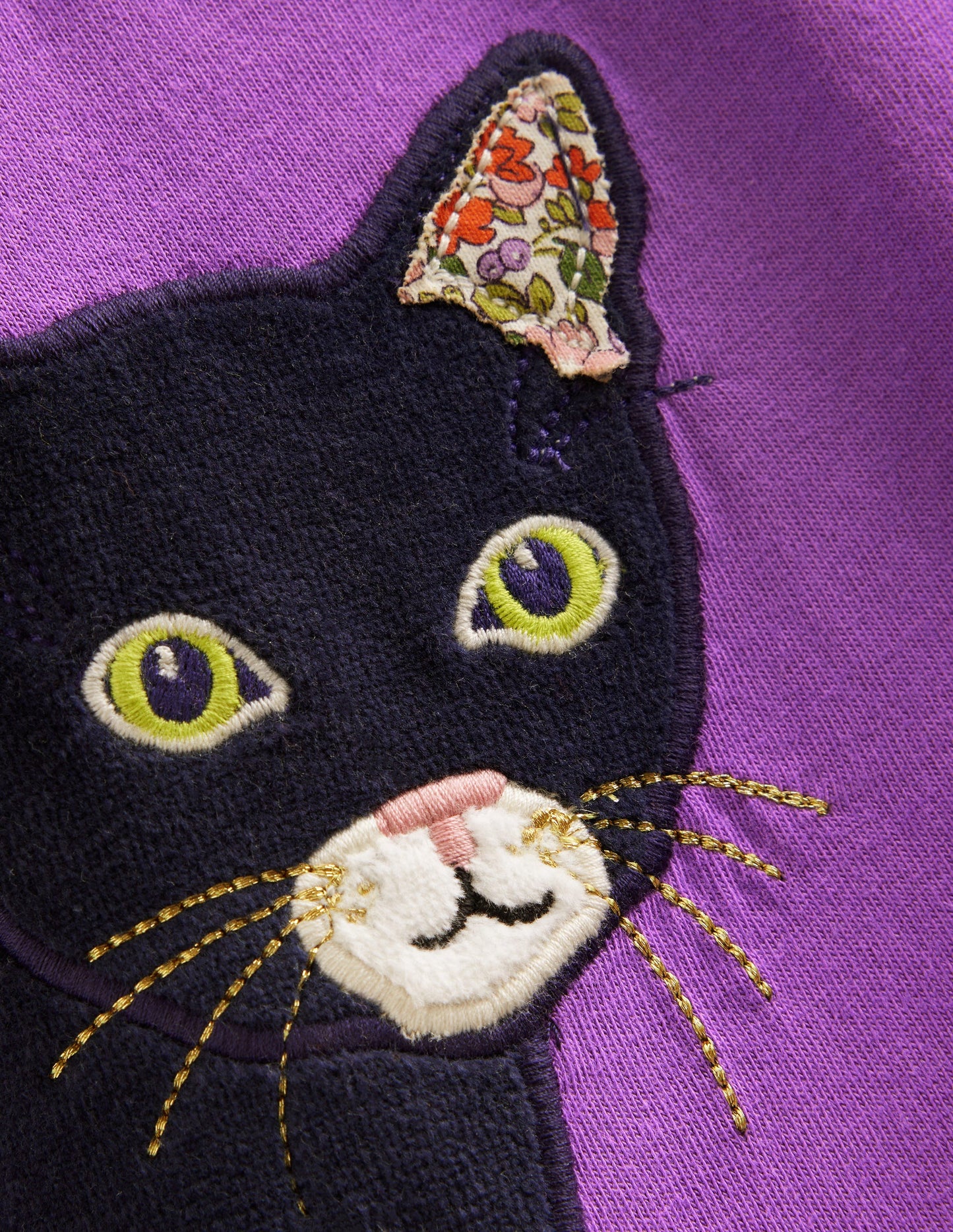 Appliqué Jersey Tunic-Pansy Purple Cats