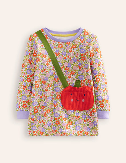 Appliqué Bag Tunic-Aster Purple Flowerbed Pumpkin