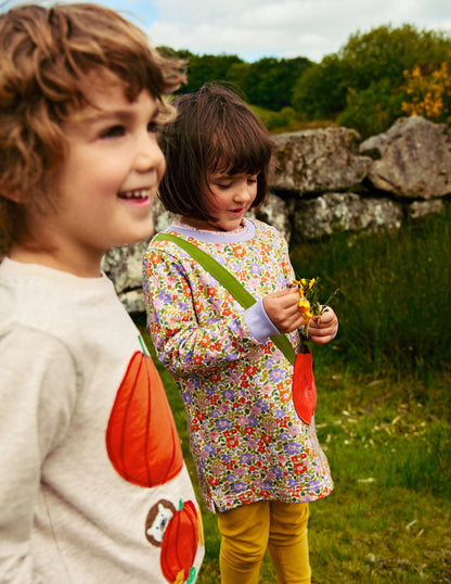 Appliqué Bag Tunic-Aster Purple Flowerbed Pumpkin-4