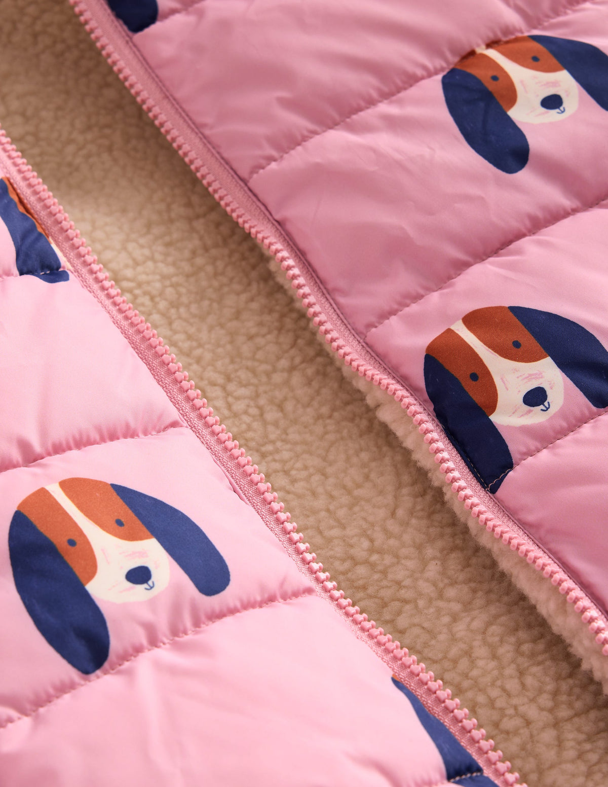 Reversible Borg Gilet-Vintage Pink Pups - Image 5