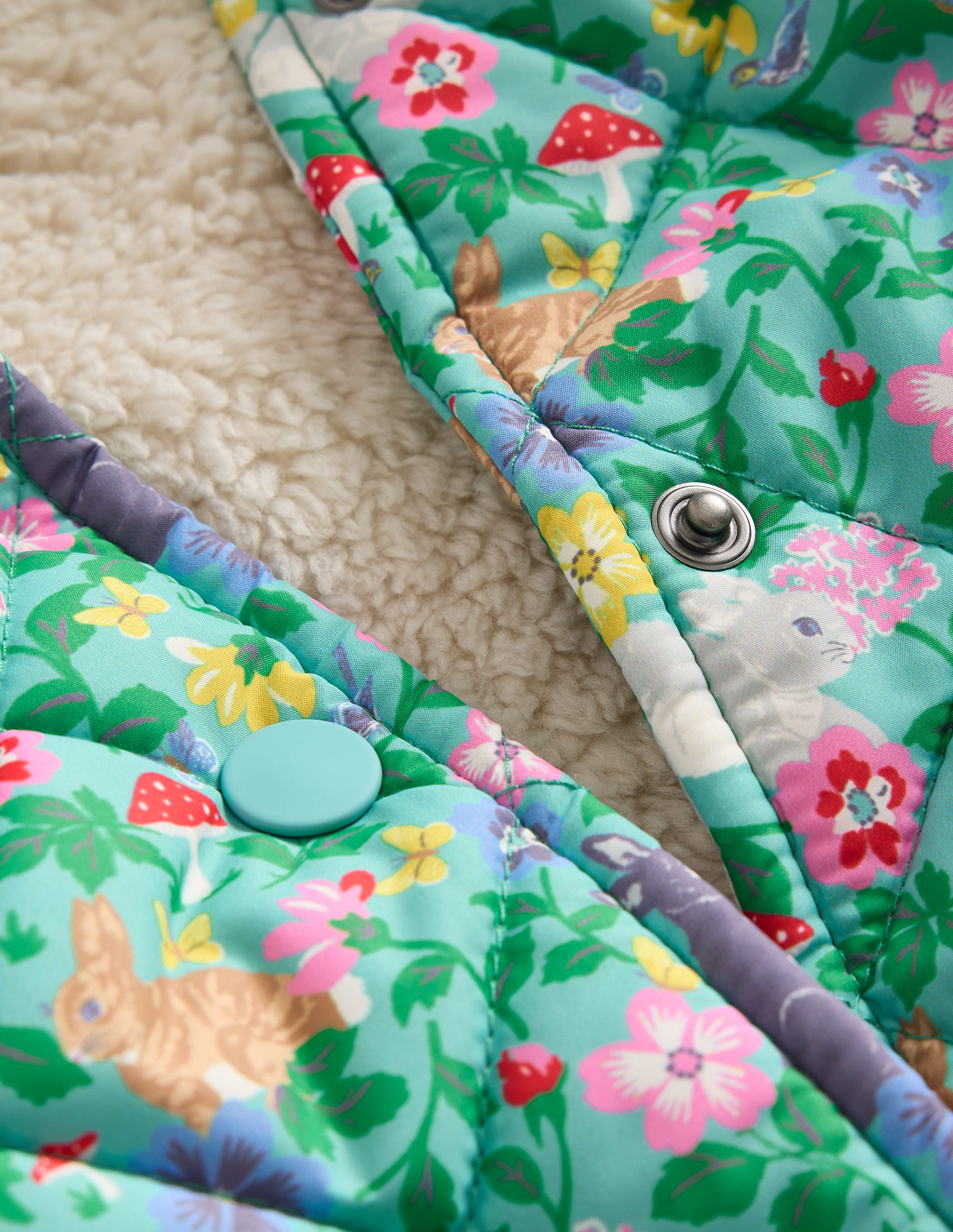 Fun Quilted Bomber Jacket-Brook Blue Bunny Field - Image 3