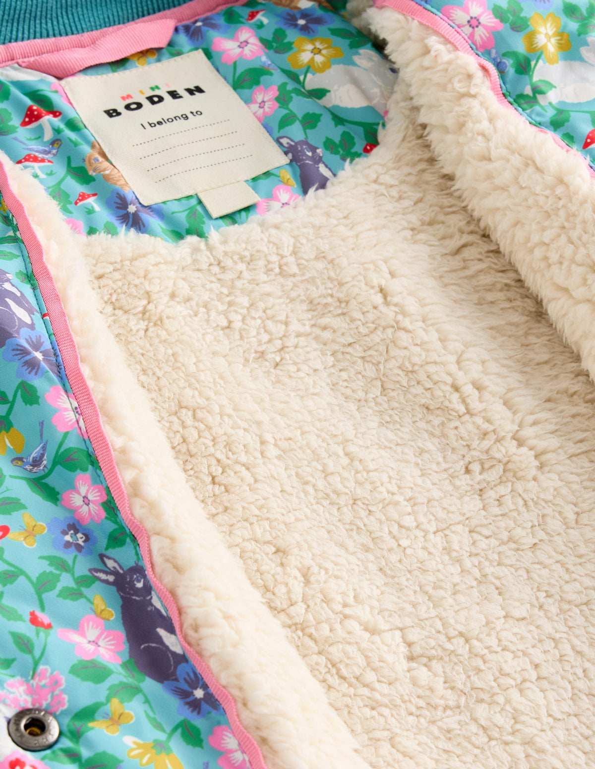 Fun Quilted Bomber Jacket-Brook Blue Bunny Field - Image 5