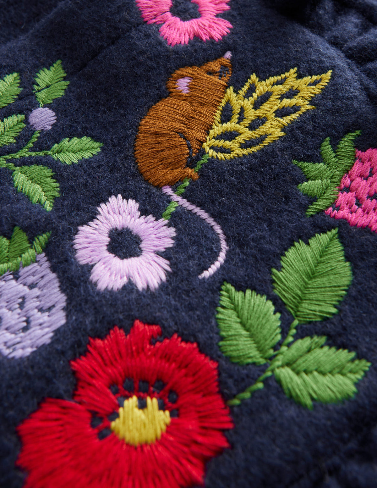 Wonderful Wool Blended Coat-College Navy Embroidery - Image 4