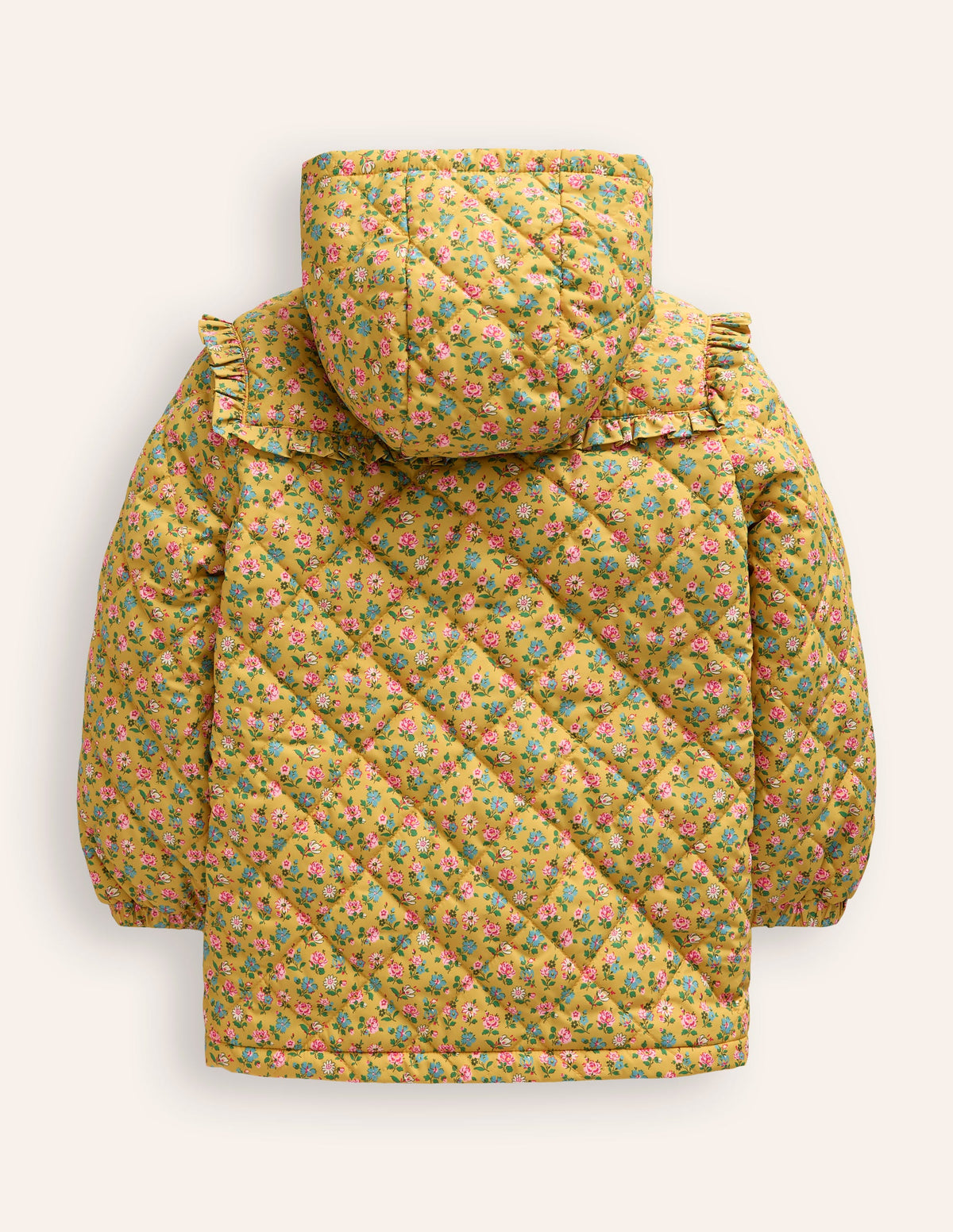 Pretty Quilted Coat-Canary Yellow Tiny Floral - Image 2