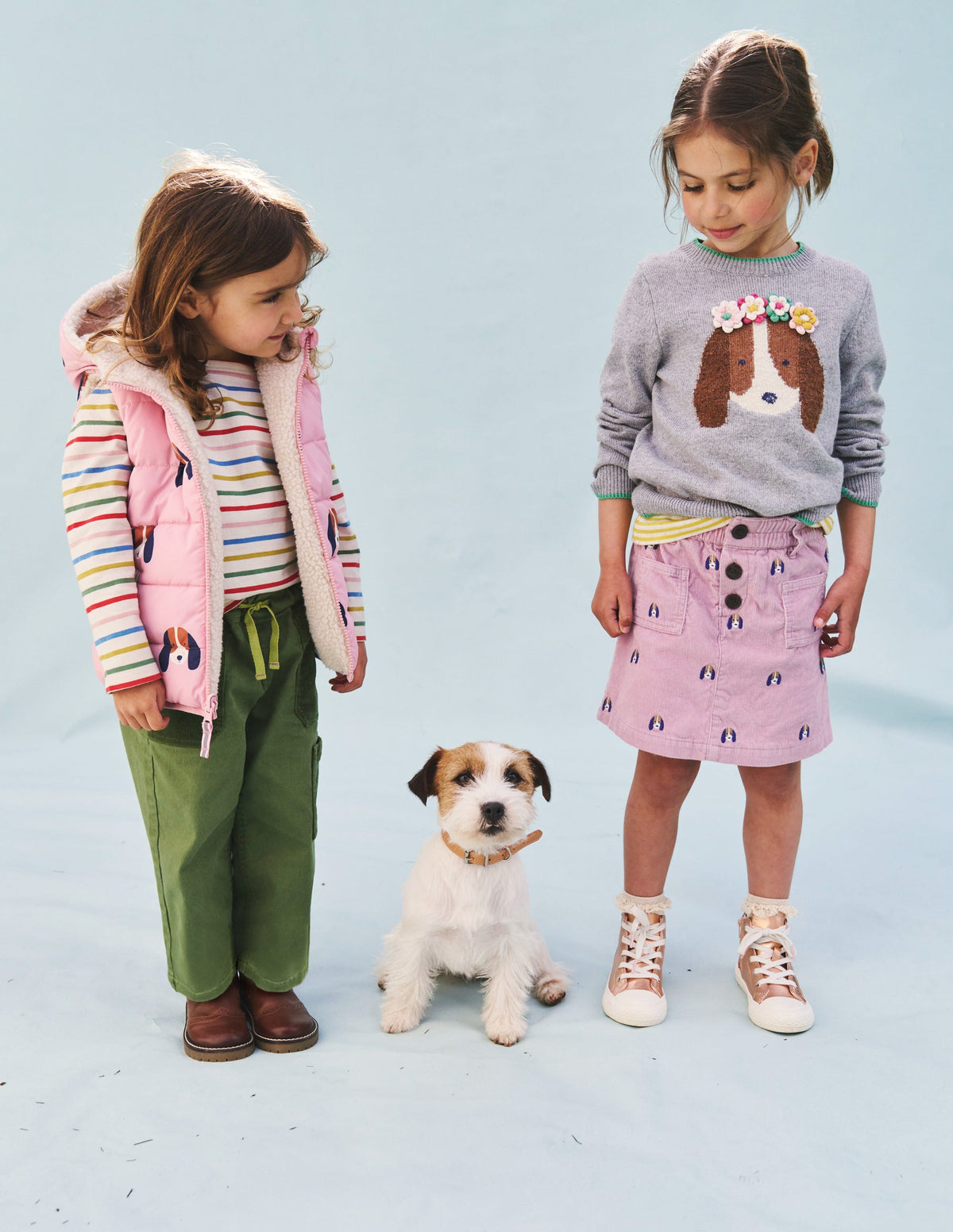 Button Pull-On Mini Skirt-Zephyr Pink Pup Embroidery - Image 5