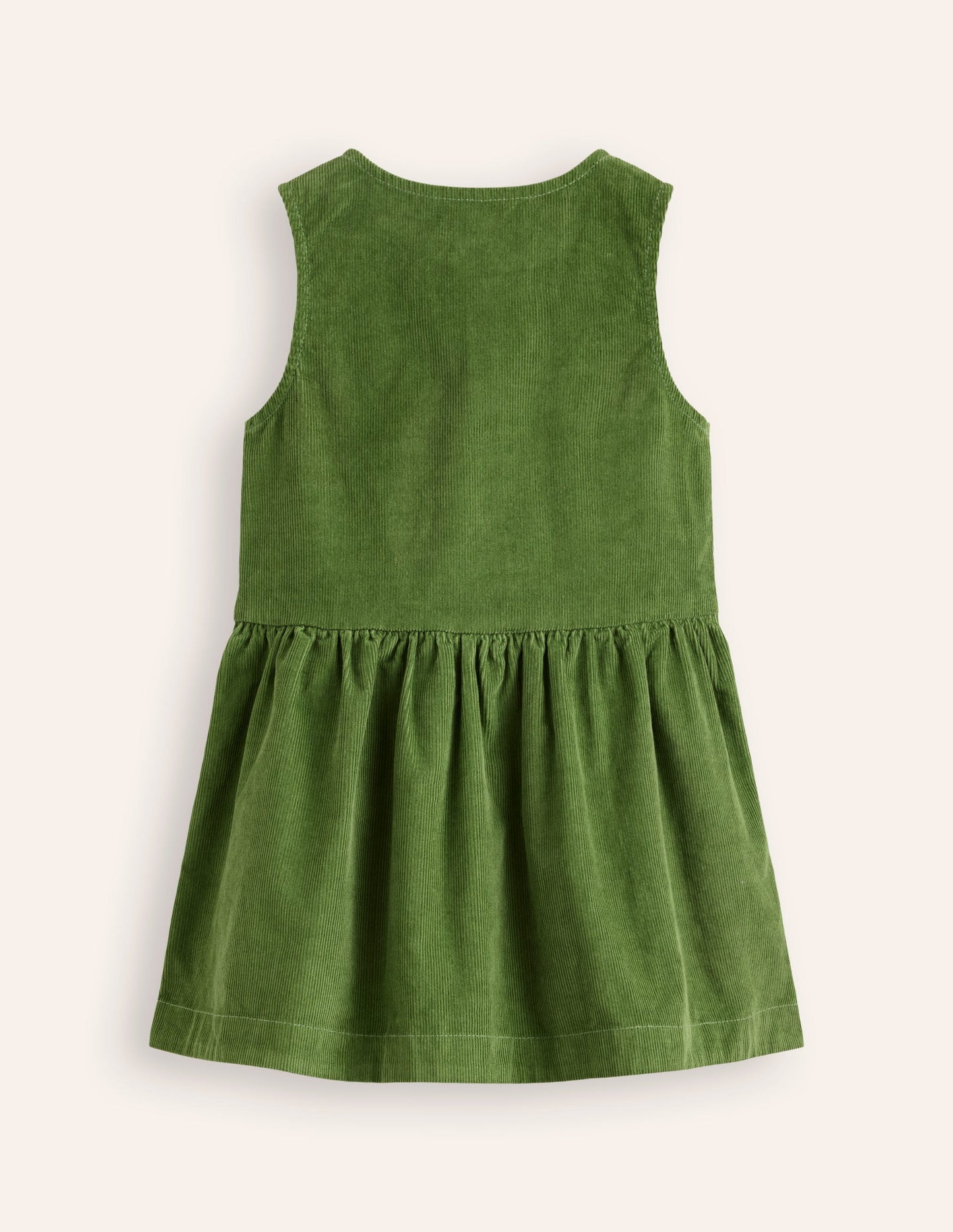 Button Through Pinafore Dress-Leaf Green Cord