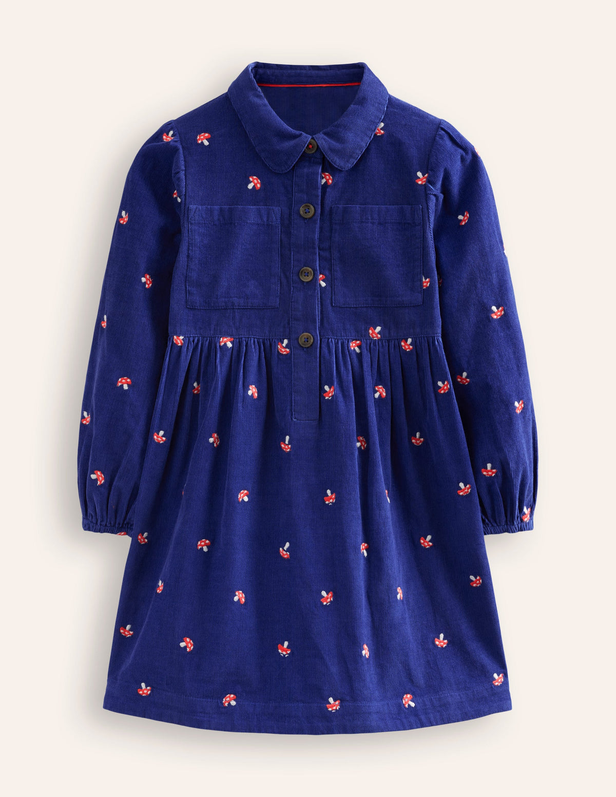 Aubrey Puff Sleeve Shirt Dress-Sapphire Toadstool Embroidery - Image 1