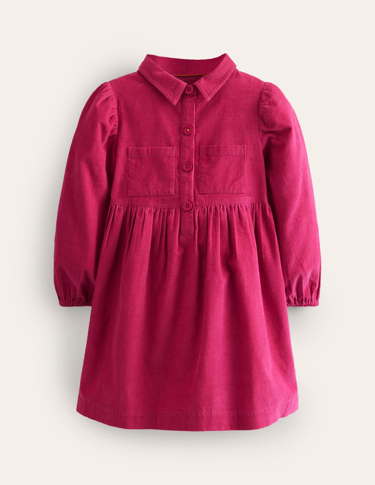 Aubrey Puff Sleeve Shirt Dress-Cherry Jam