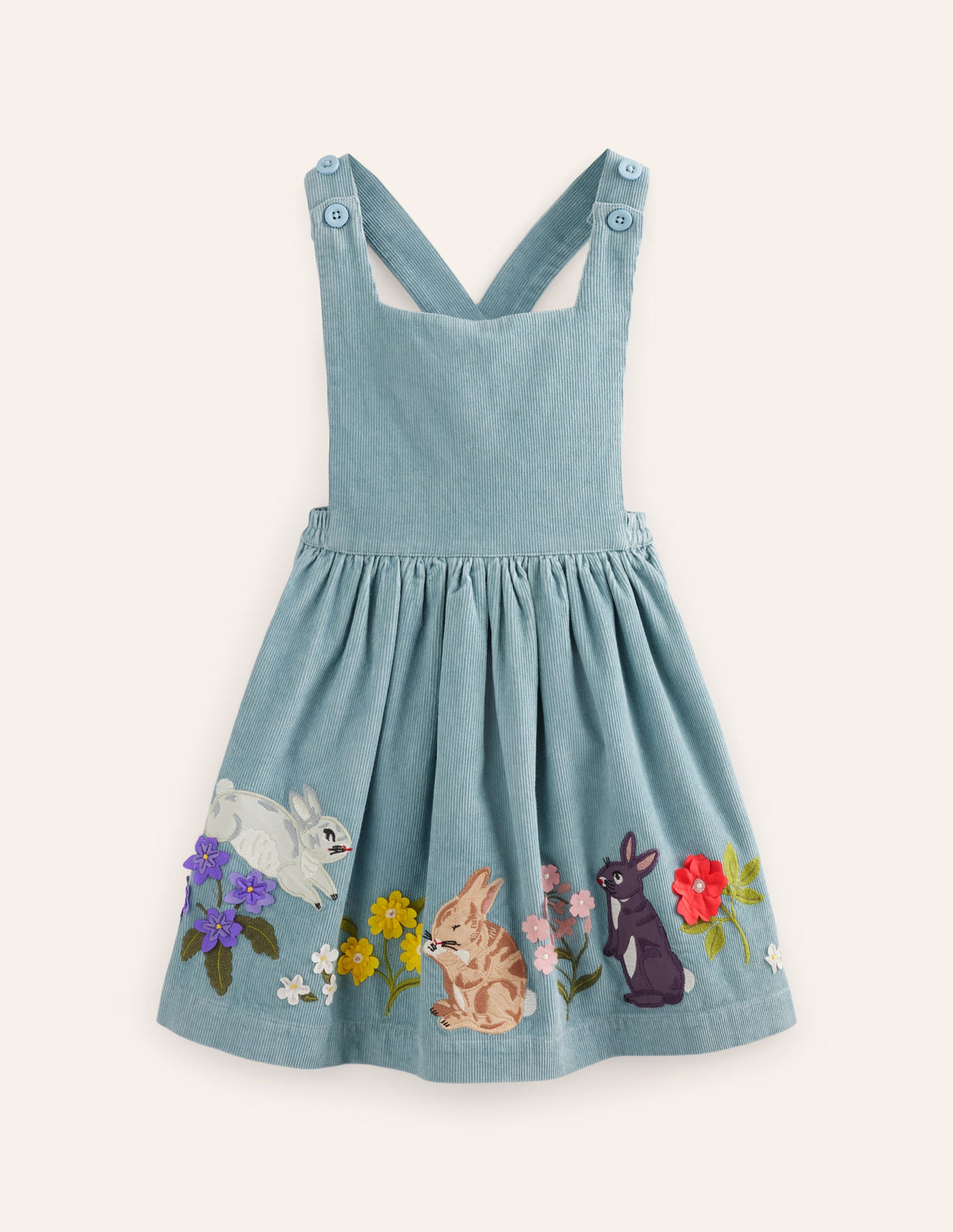 Lucilla Pinafore Dress-Vintage Blue Bunnies - Image 1