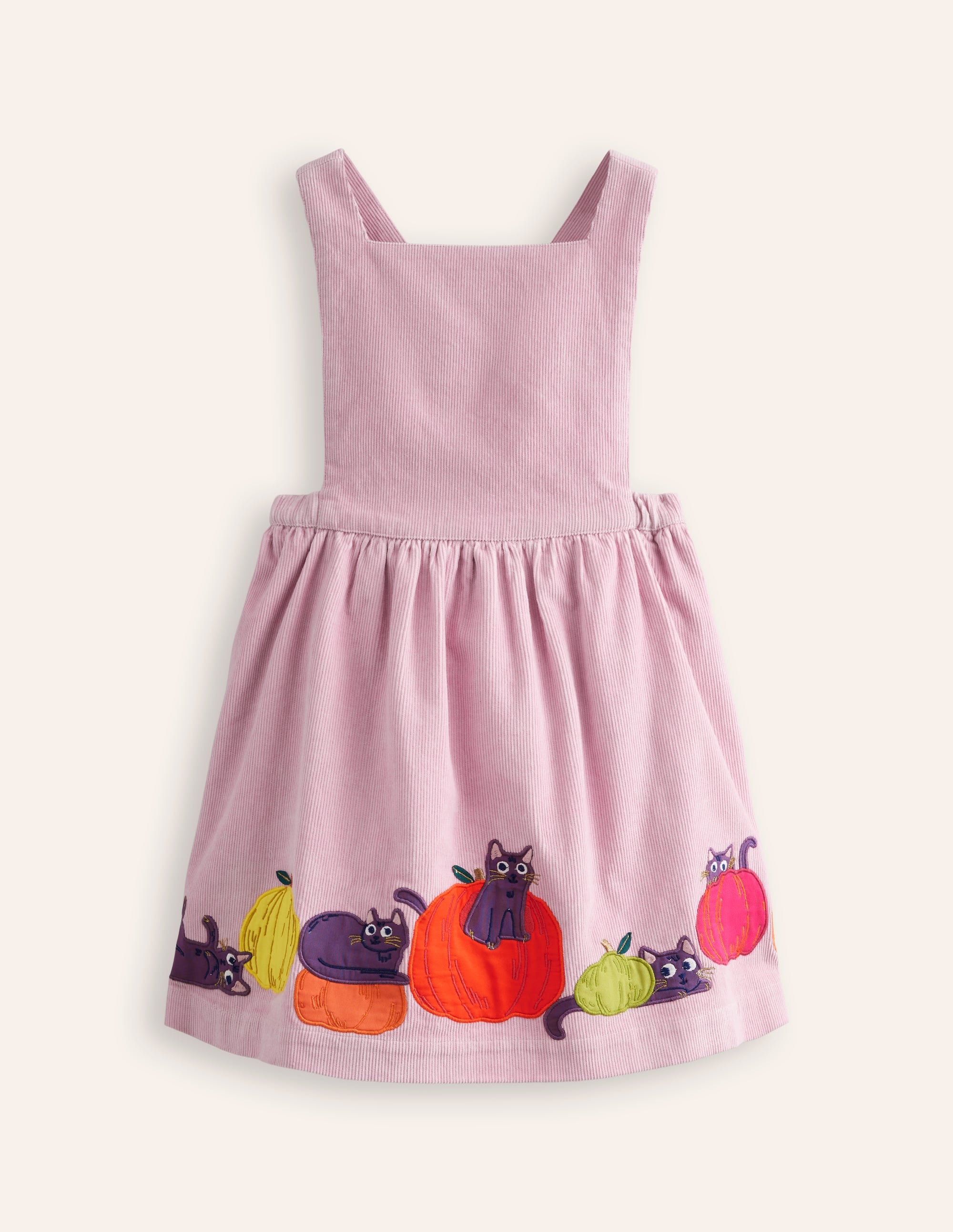 Lucilla Pinafore Dress-Mauve Mist Pumpkin Cats - Image 1