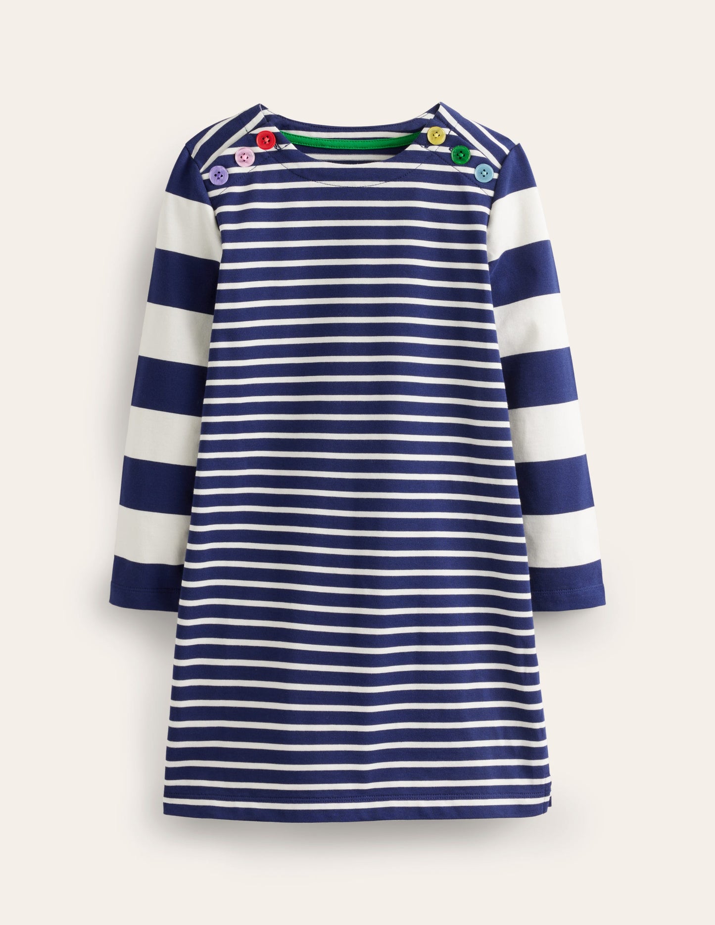 Fun Breton Dress-Sapphire Blue/ Ivory