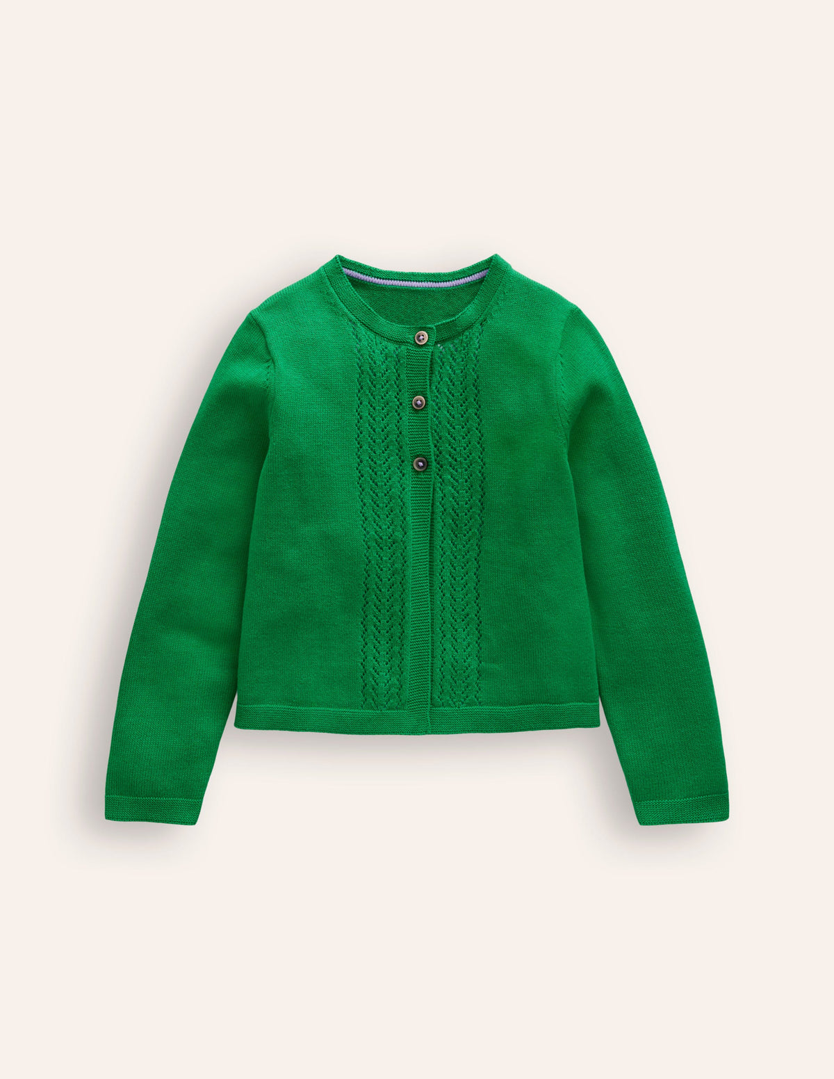 Pointelle Cotton Cardigan-Rich Emerald - Image 1