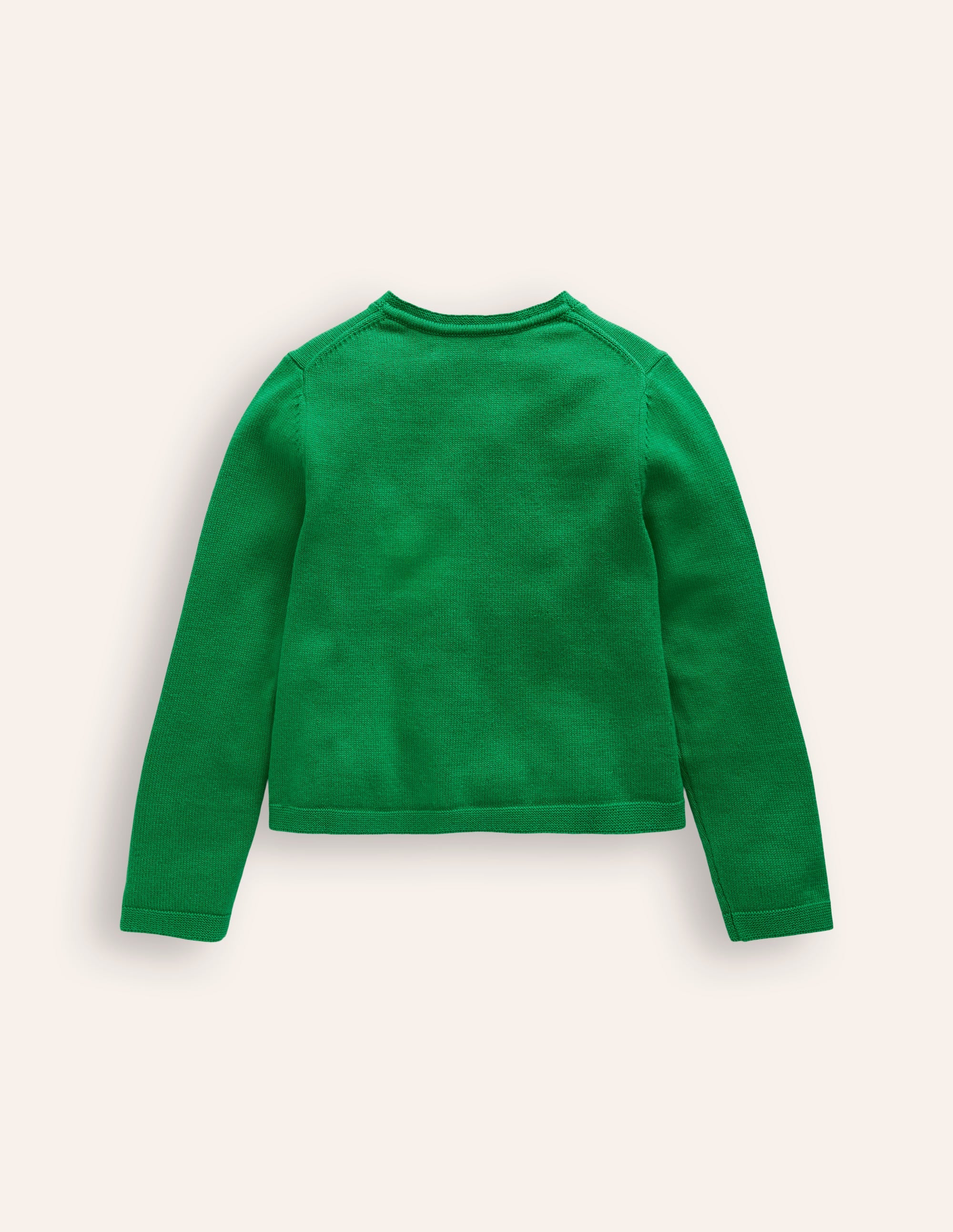 Pointelle Cotton Cardigan-Rich Emerald - Image 2