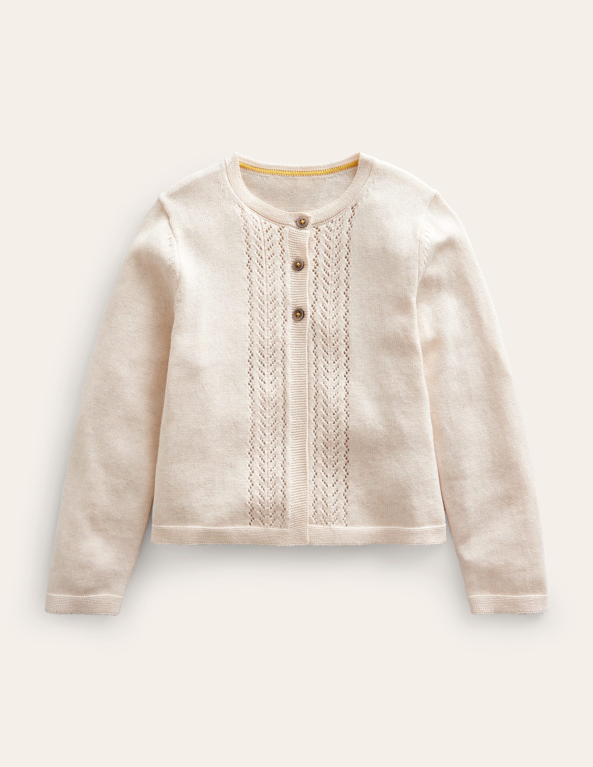 Pointelle Cotton Cardigan-Ecru - Image 1